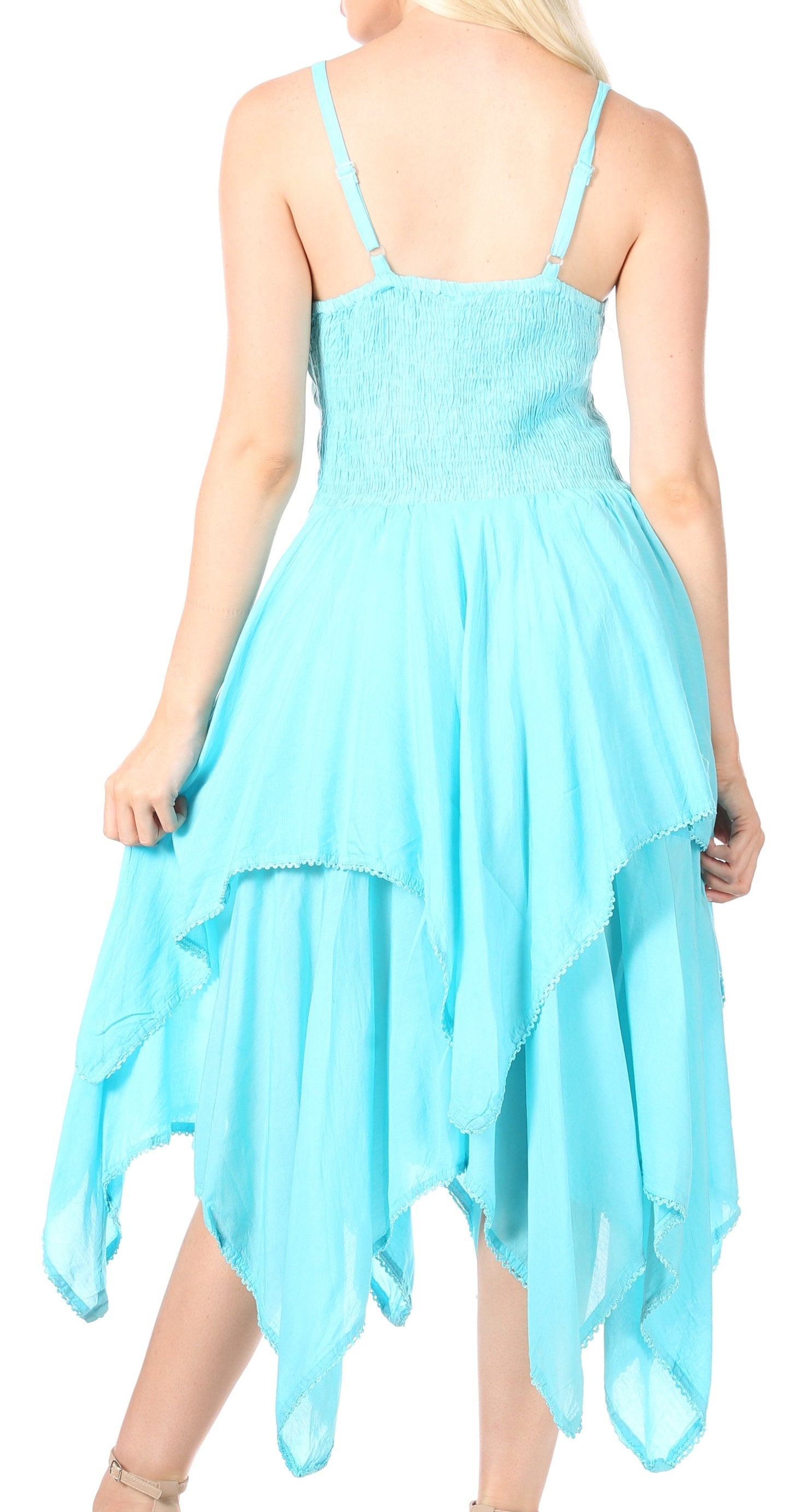 Sakkas Lady Mary Jacquard Corset Style Bodice Lightweight Handkerchief Hem Dress - Concordia Style Boutique