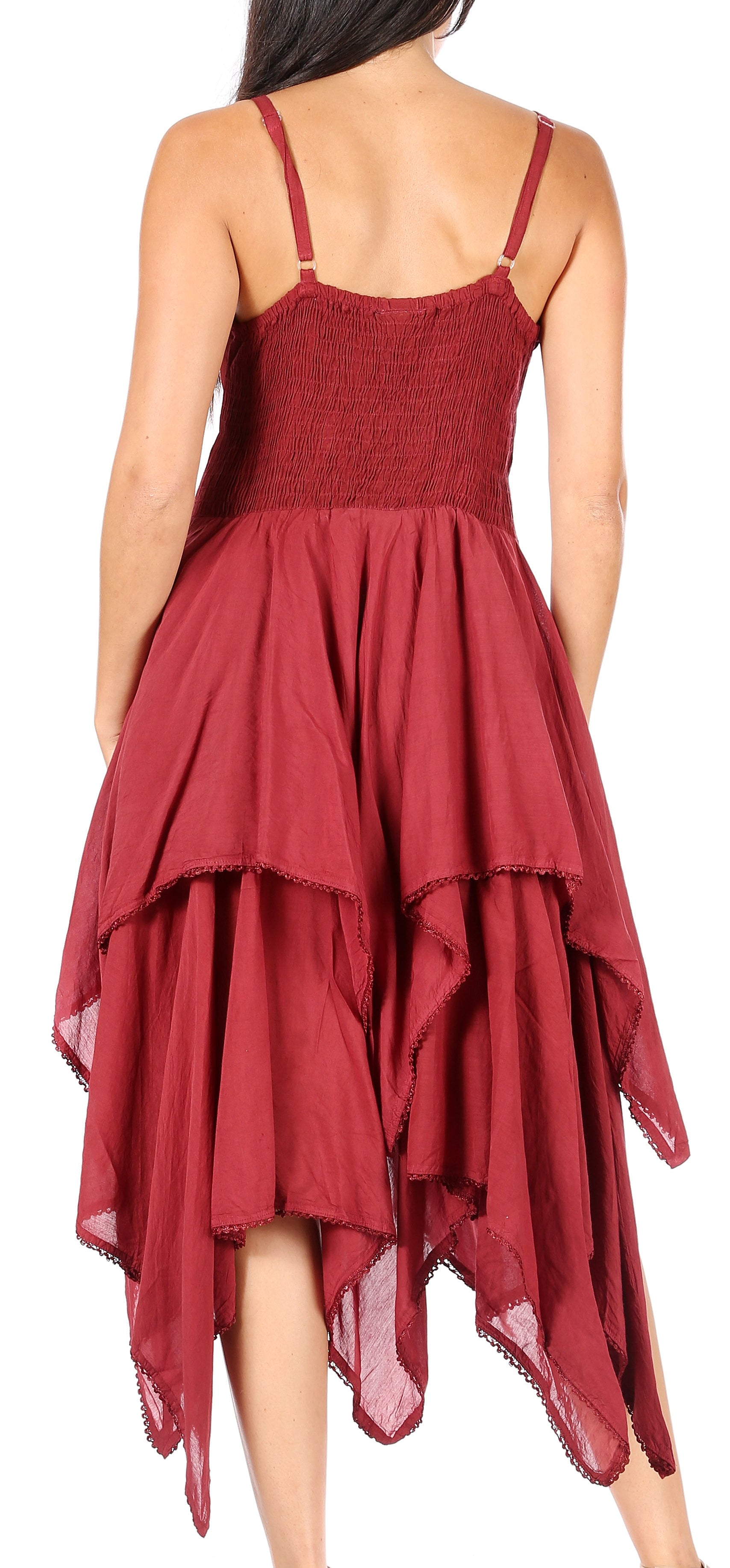 Sakkas Lady Mary Jacquard Corset Style Bodice Lightweight Handkerchief Hem Dress - Concordia Style Boutique