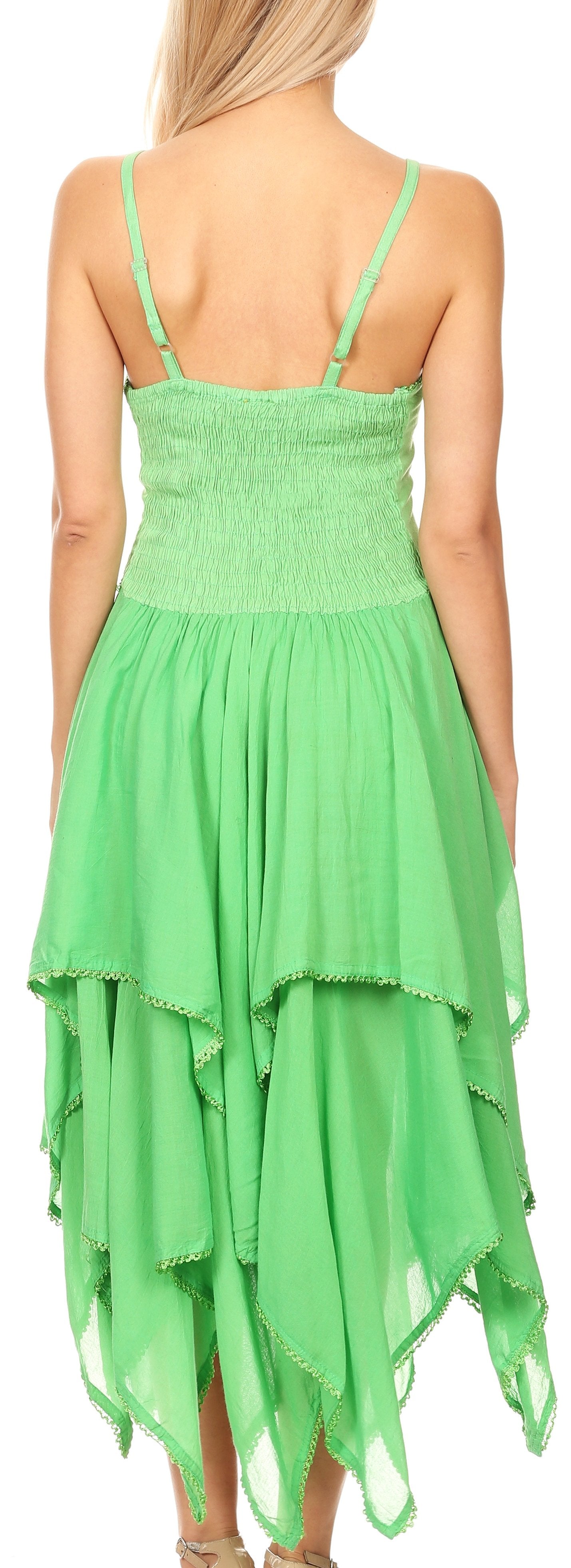 Sakkas Lady Mary Jacquard Corset Style Bodice Lightweight Handkerchief Hem Dress - Concordia Style Boutique
