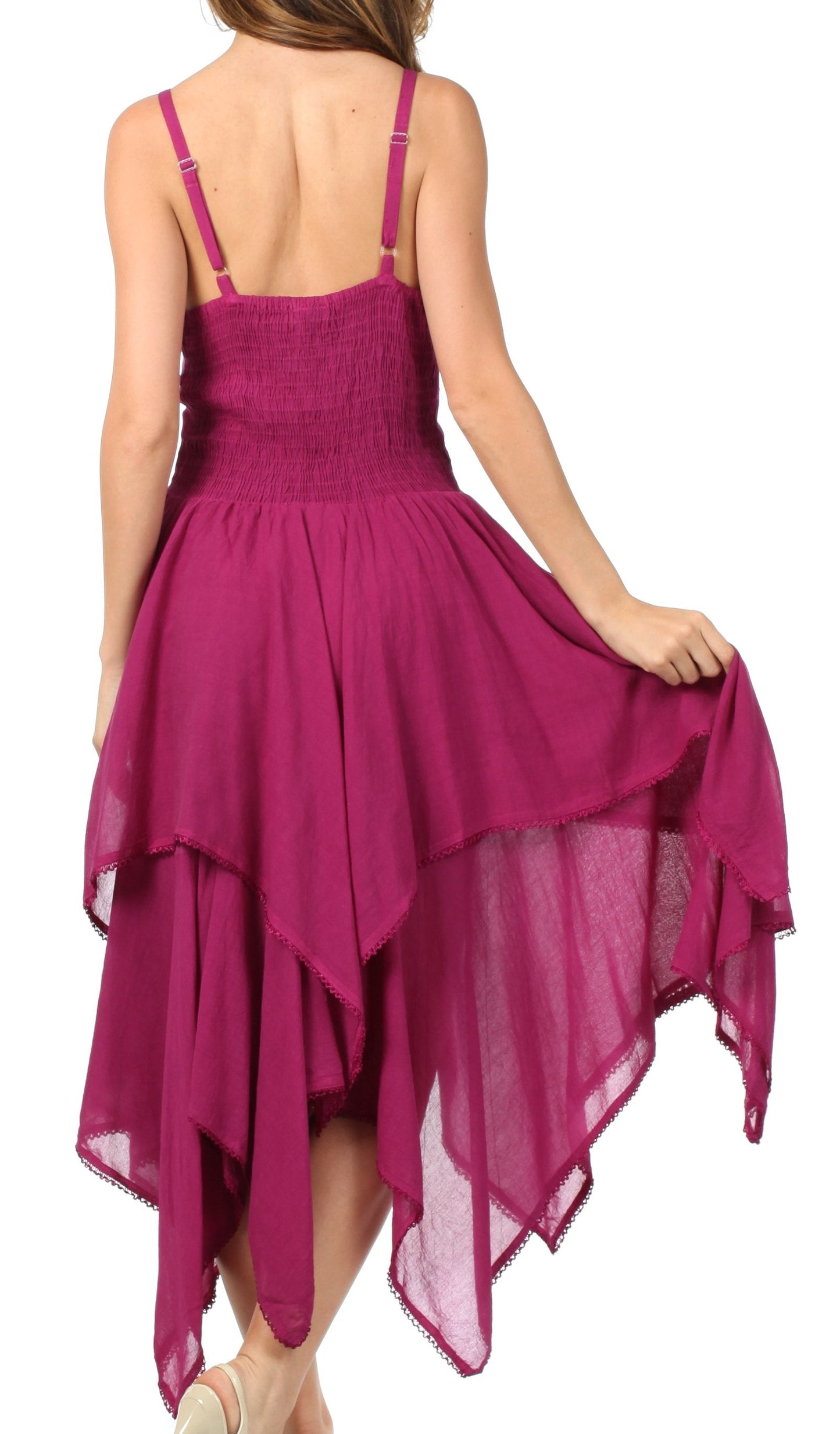 Sakkas Lady Mary Jacquard Corset Style Bodice Lightweight Handkerchief Hem Dress - Concordia Style Boutique