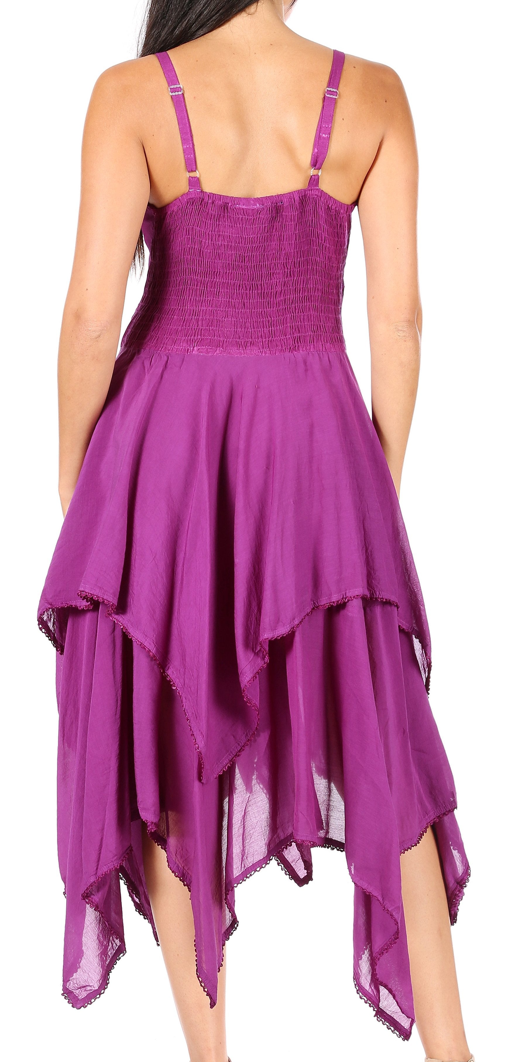 Sakkas Lady Mary Jacquard Corset Style Bodice Lightweight Handkerchief Hem Dress - Concordia Style Boutique