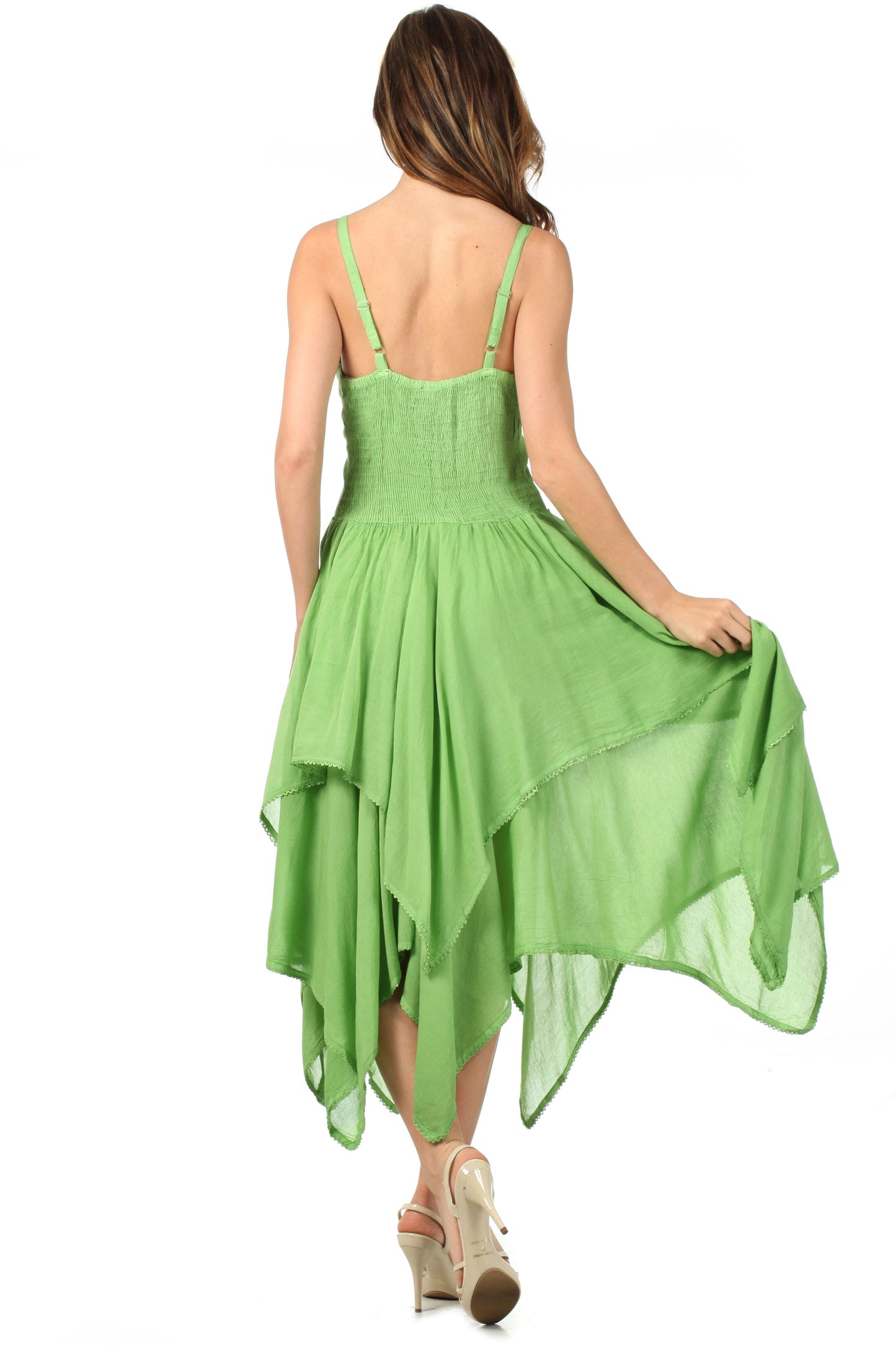Sakkas Lady Mary Jacquard Corset Style Bodice Lightweight Handkerchief Hem Dress - Concordia Style Boutique