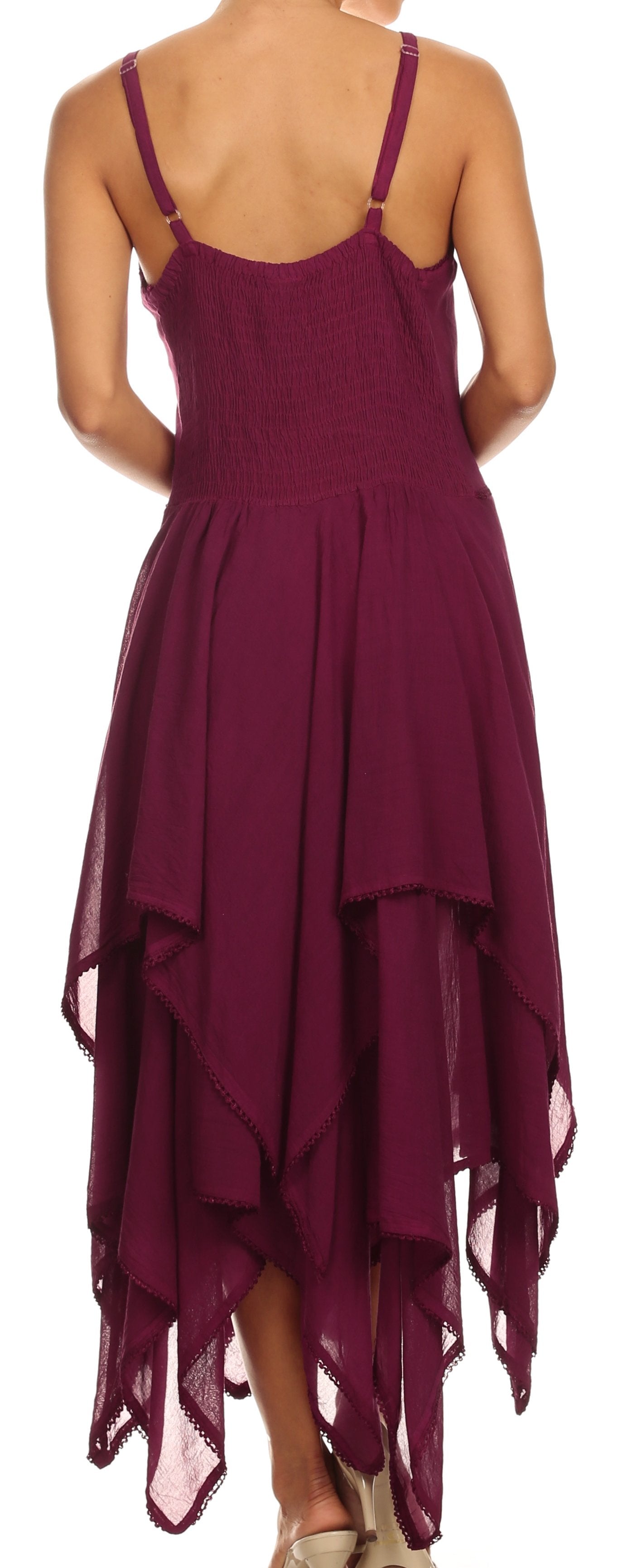 Sakkas Lady Mary Jacquard Corset Style Bodice Lightweight Handkerchief Hem Dress - Concordia Style Boutique