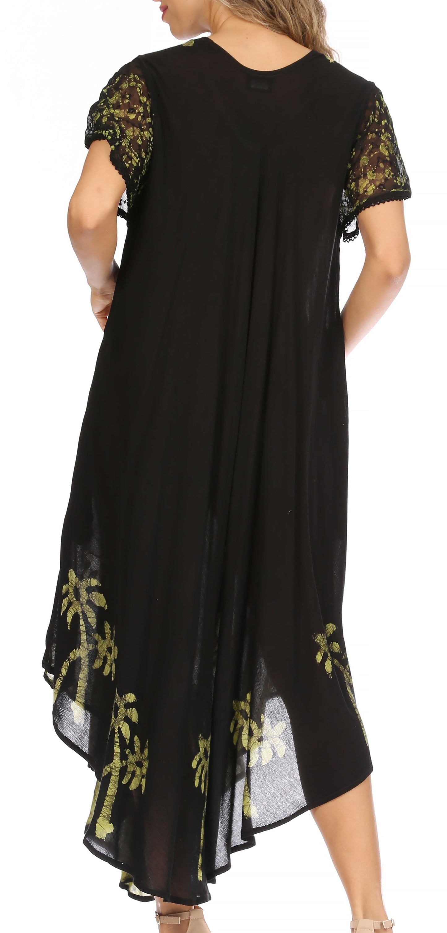 Sakkas Batik Palm Tree Cap Sleeve Caftan Dress / Cover Up - Concordia Style Boutique