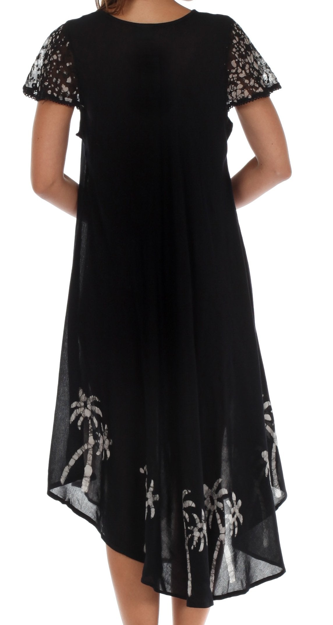 Sakkas Batik Palm Tree Cap Sleeve Caftan Dress / Cover Up - Concordia Style Boutique
