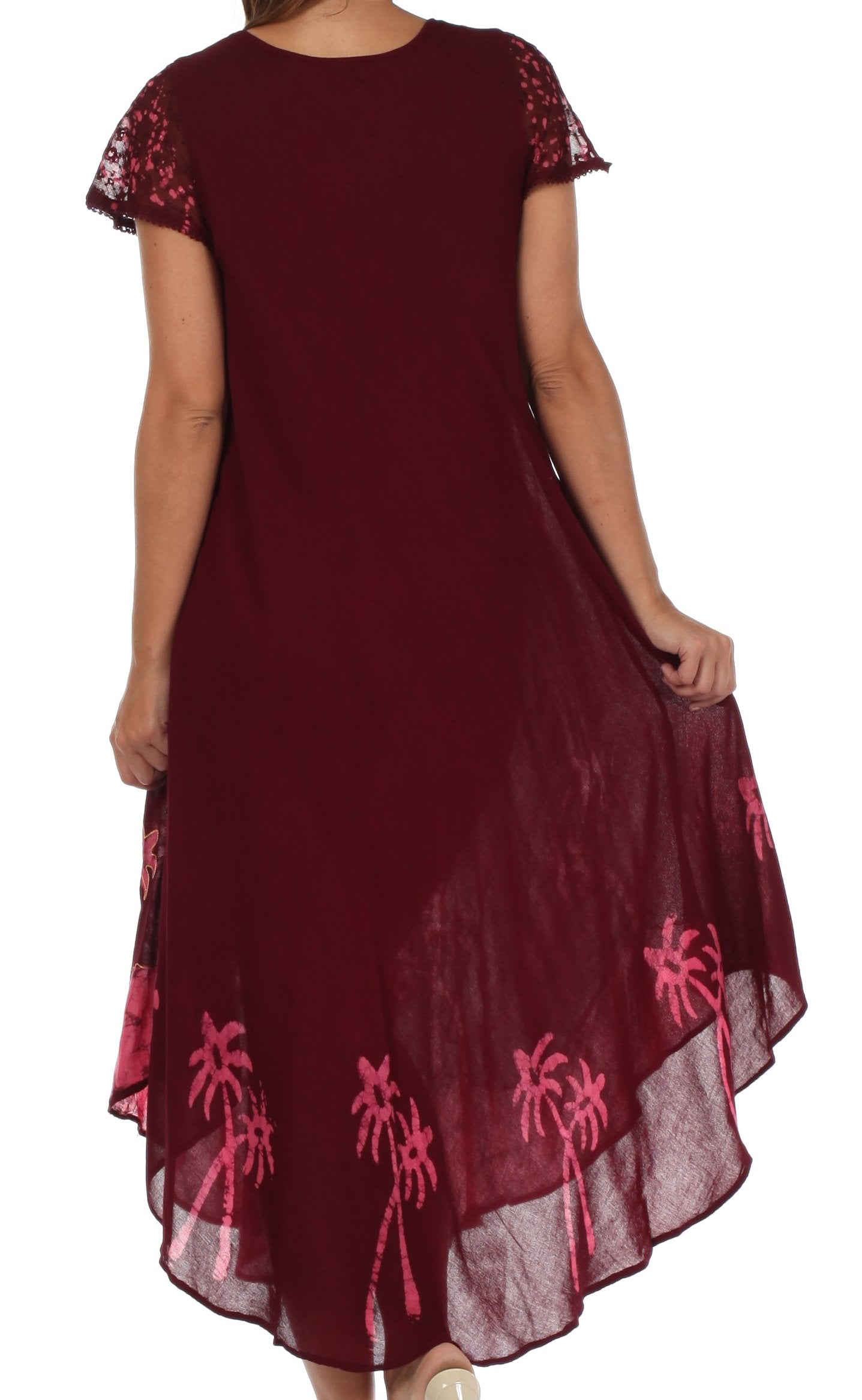 Sakkas Batik Palm Tree Cap Sleeve Caftan Dress / Cover Up - Concordia Style Boutique
