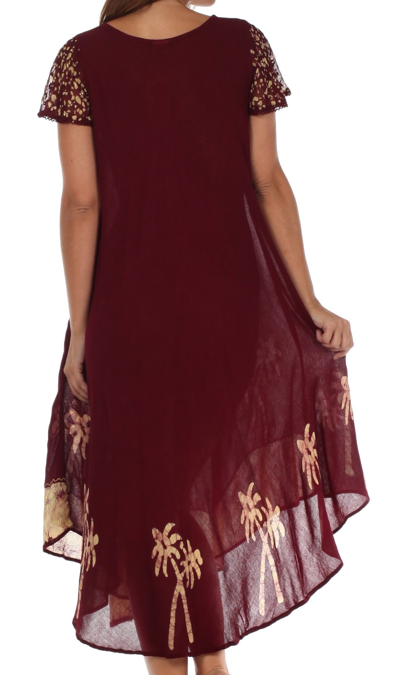 Sakkas Batik Palm Tree Cap Sleeve Caftan Dress / Cover Up - Concordia Style Boutique