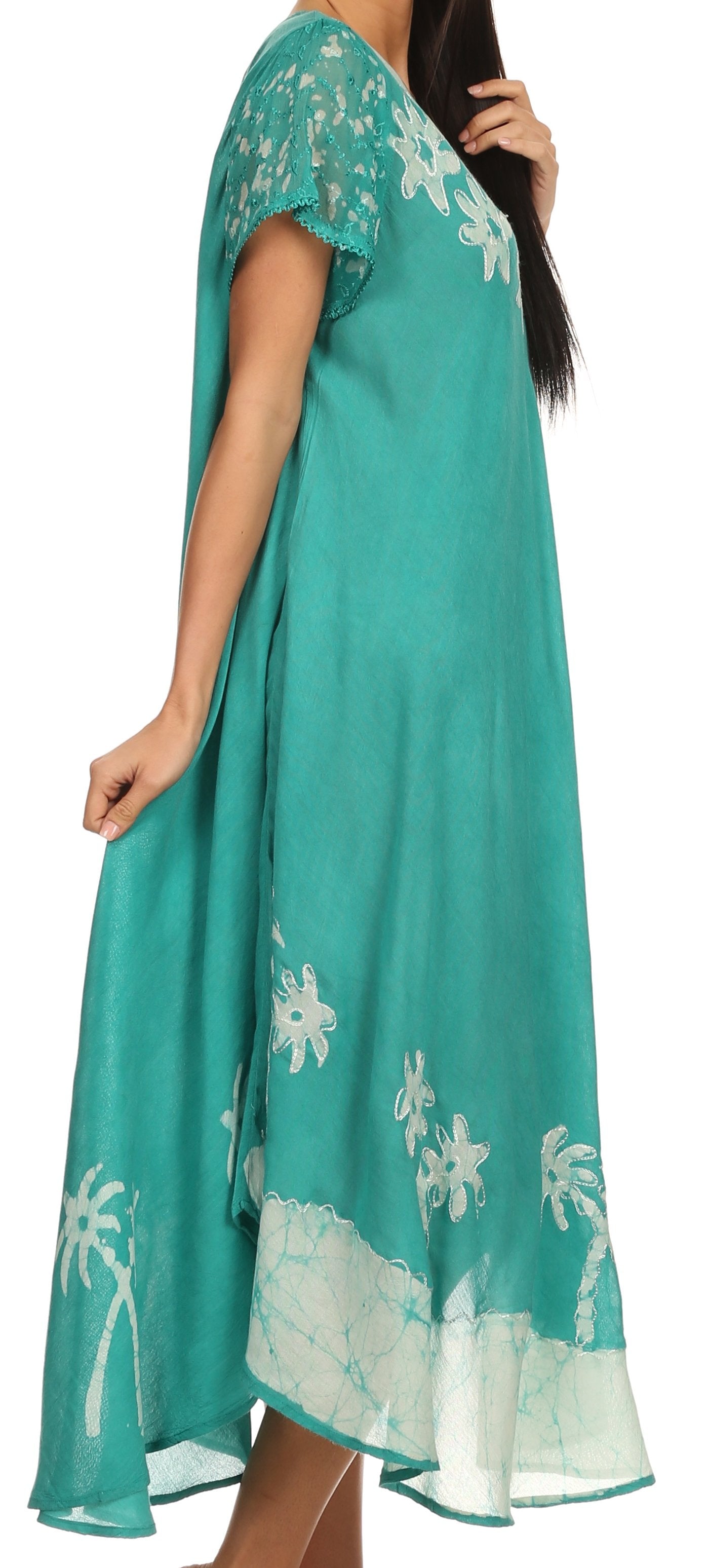 Sakkas Batik Palm Tree Cap Sleeve Caftan Dress / Cover Up - Concordia Style Boutique