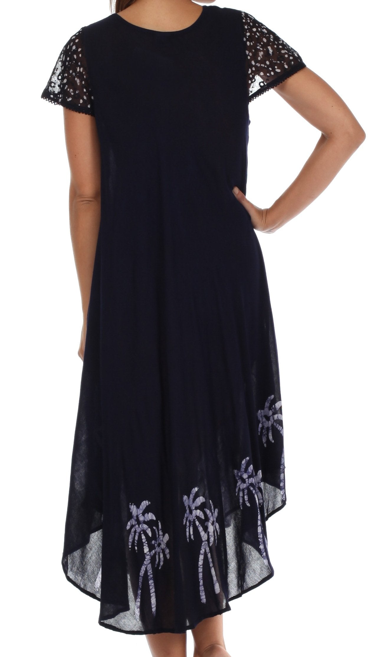 Sakkas Batik Palm Tree Cap Sleeve Caftan Dress / Cover Up - Concordia Style Boutique