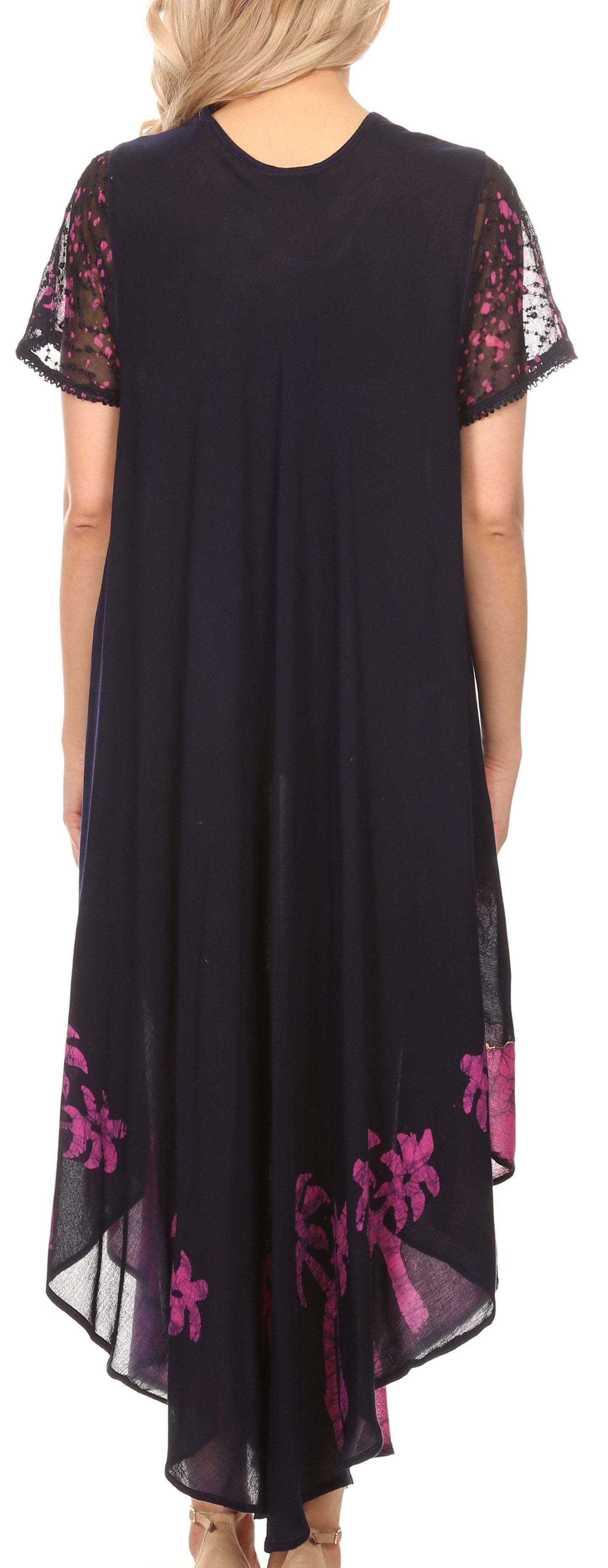Sakkas Batik Palm Tree Cap Sleeve Caftan Dress / Cover Up - Concordia Style Boutique