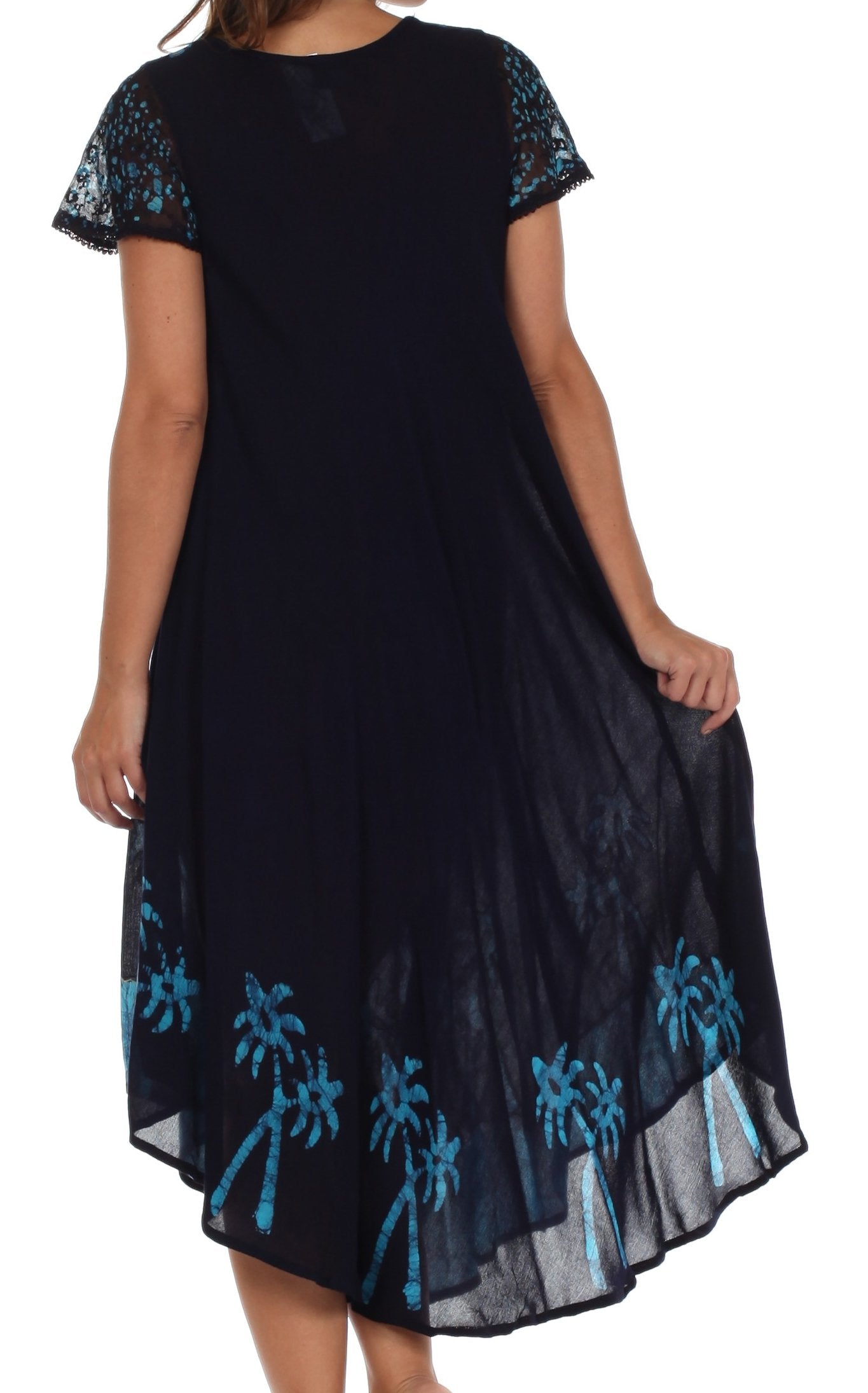 Sakkas Batik Palm Tree Cap Sleeve Caftan Dress / Cover Up - Concordia Style Boutique