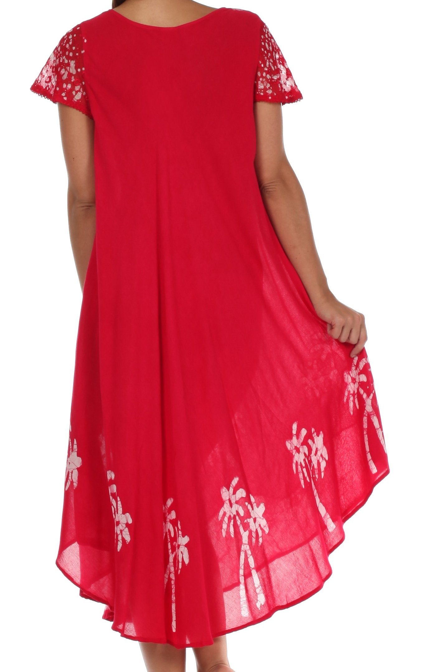 Sakkas Batik Palm Tree Cap Sleeve Caftan Dress / Cover Up - Concordia Style Boutique