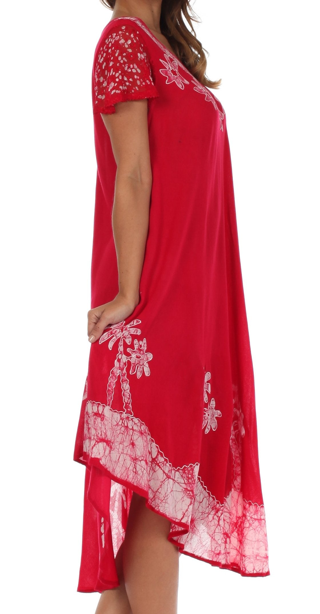 Sakkas Batik Palm Tree Cap Sleeve Caftan Dress / Cover Up - Concordia Style Boutique