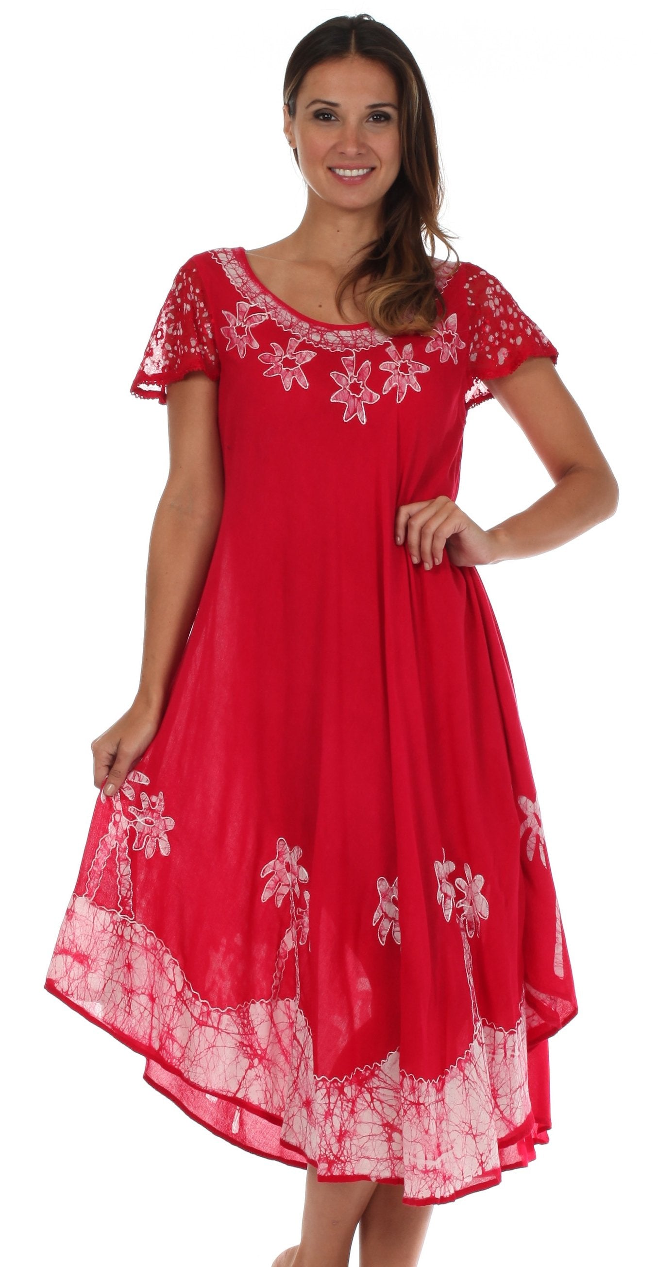 Sakkas Batik Palm Tree Cap Sleeve Caftan Dress / Cover Up - Concordia Style Boutique