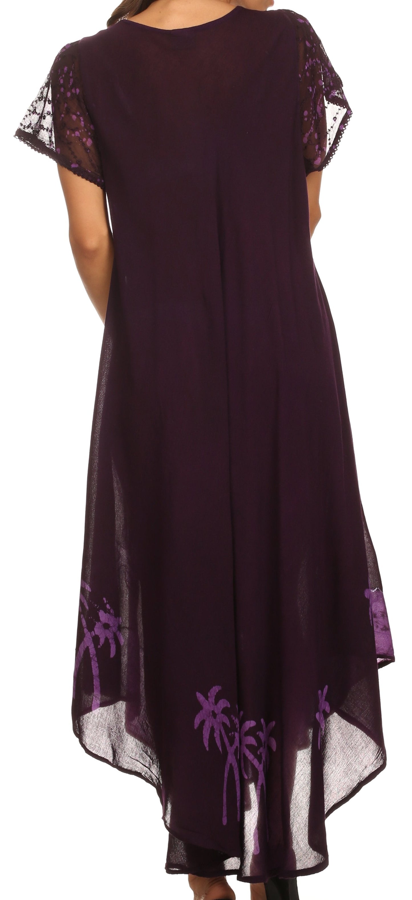 Sakkas Batik Palm Tree Cap Sleeve Caftan Dress / Cover Up - Concordia Style Boutique