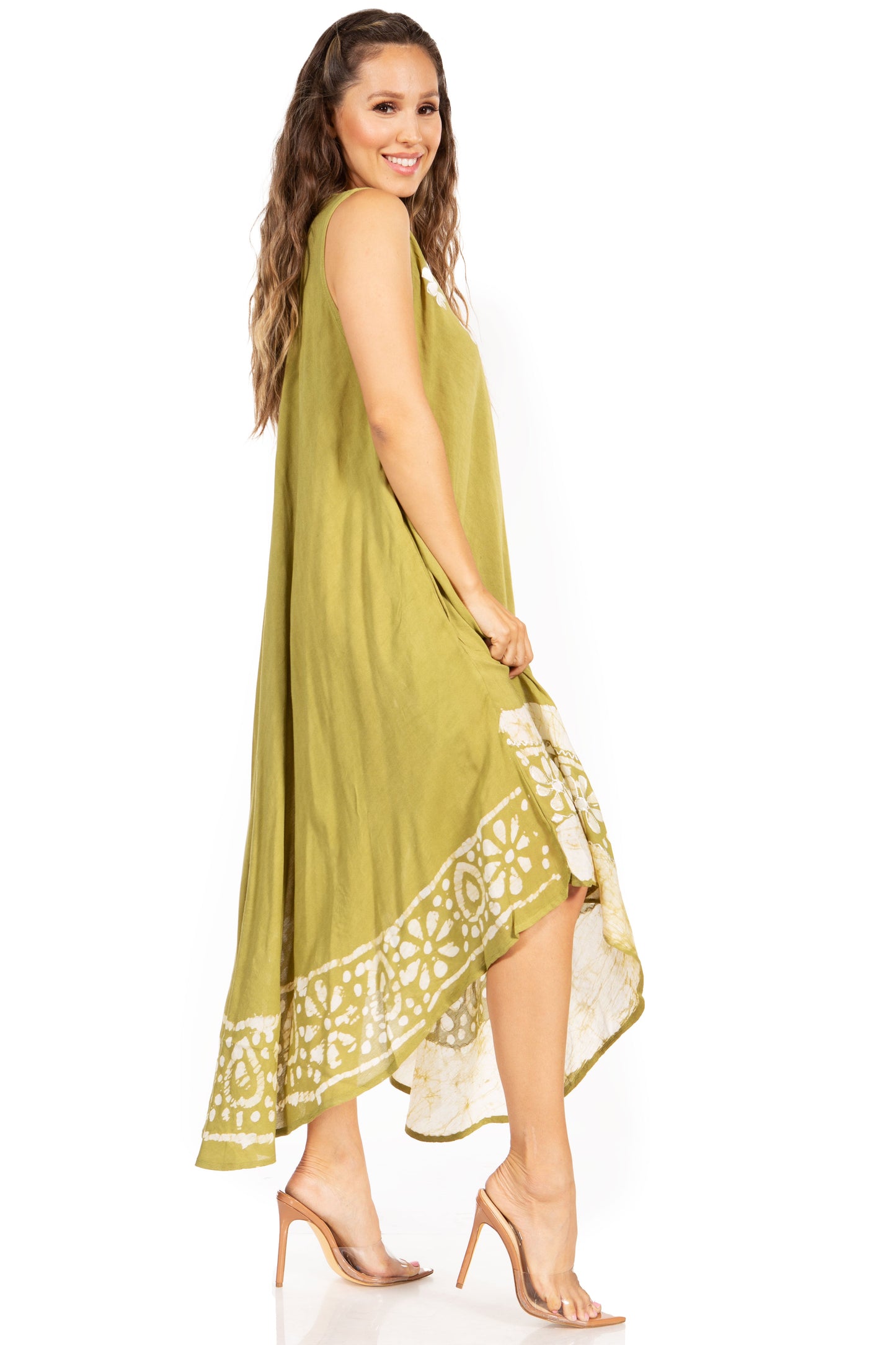 Sakkas Batik Flower Caftan Tank Dress / Cover Up - Concordia Style Boutique