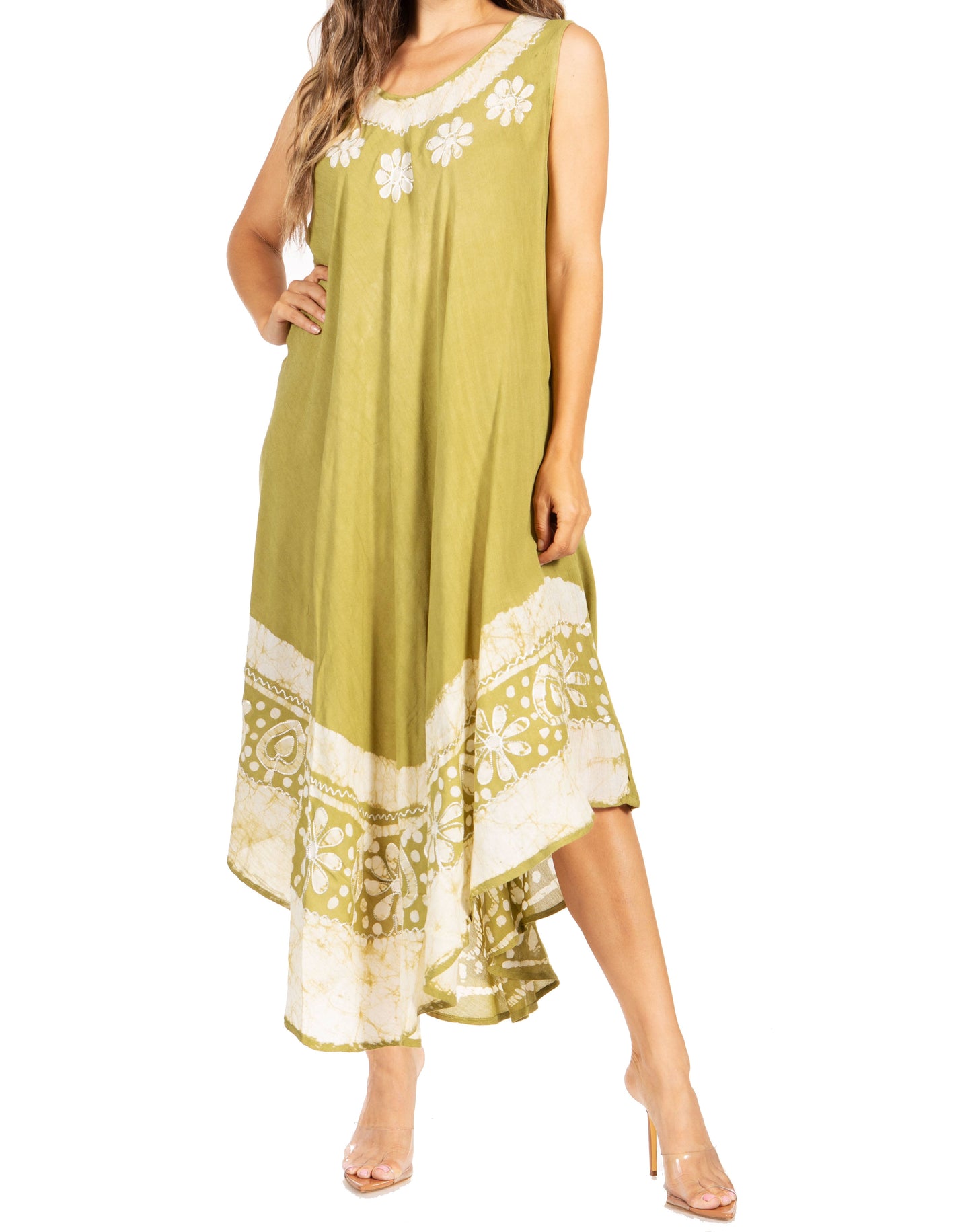 Sakkas Batik Flower Caftan Tank Dress / Cover Up - Concordia Style Boutique