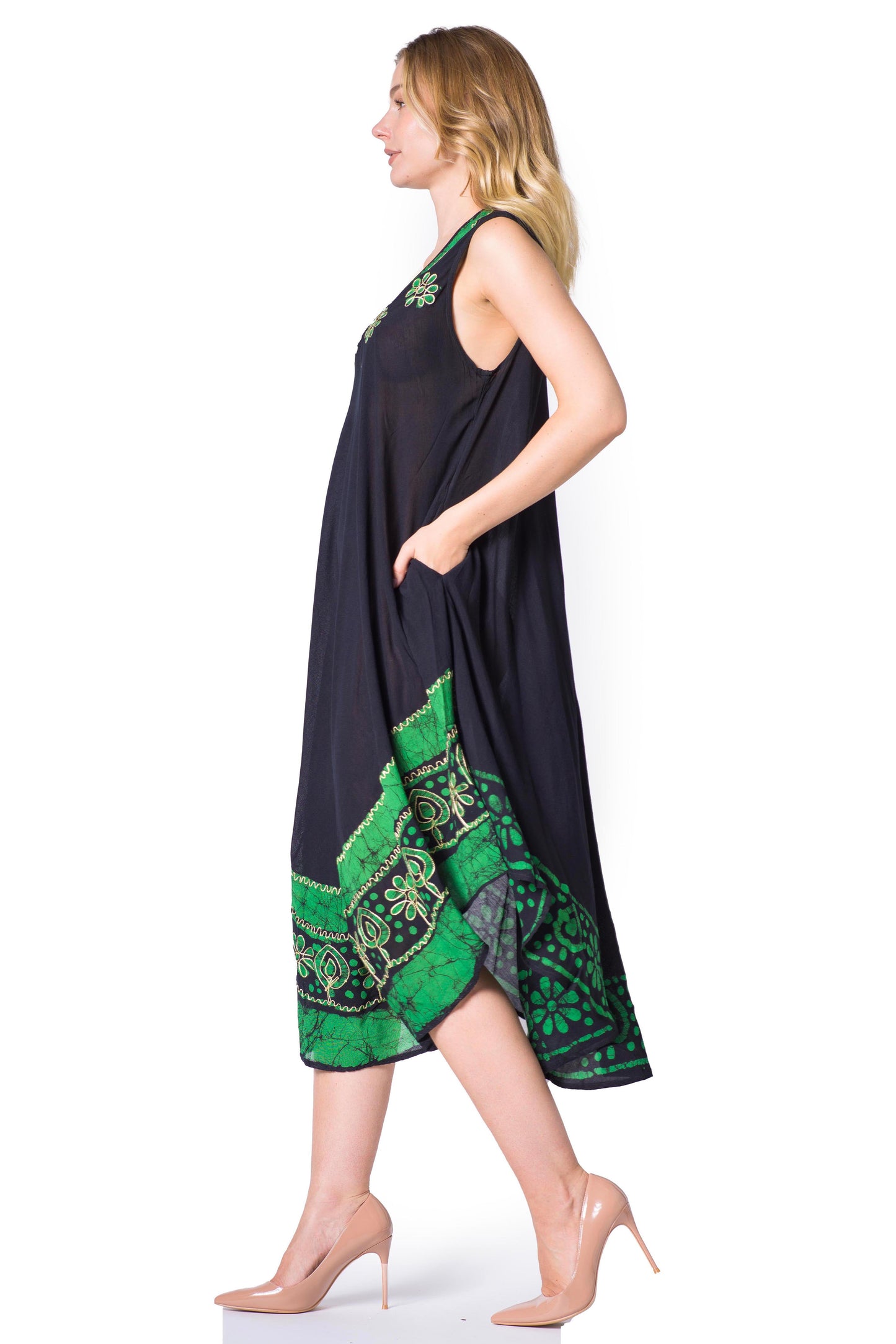 Sakkas Batik Flower Caftan Tank Dress / Cover Up - Concordia Style Boutique