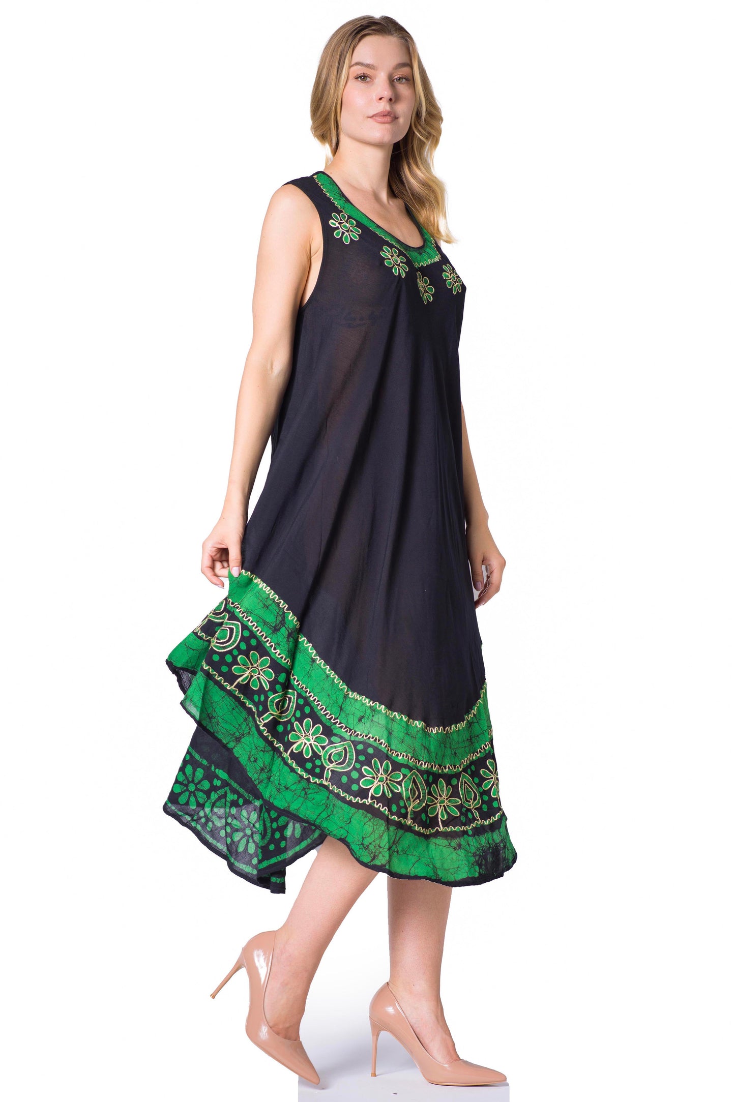 Sakkas Batik Flower Caftan Tank Dress / Cover Up - Concordia Style Boutique