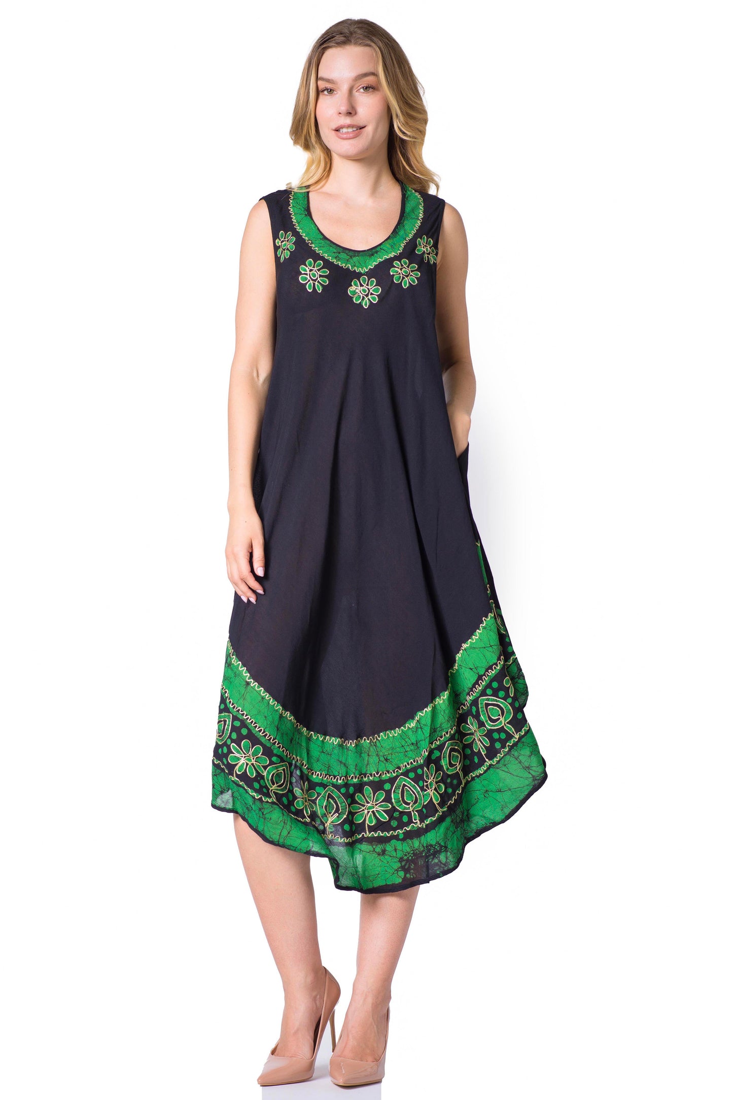 Sakkas Batik Flower Caftan Tank Dress / Cover Up - Concordia Style Boutique