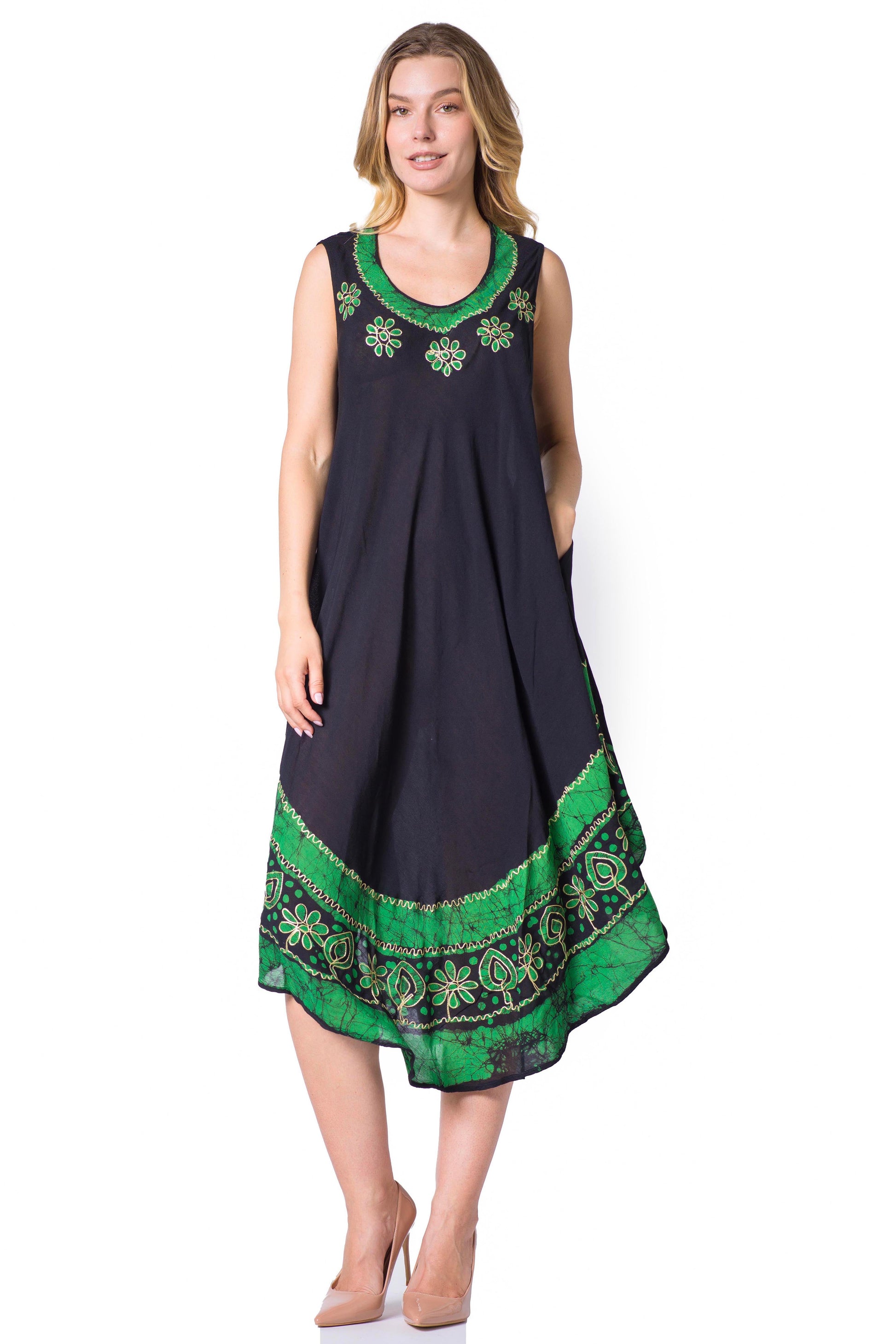 Sakkas Batik Flower Caftan Tank Dress / Cover Up - Concordia Style Boutique
