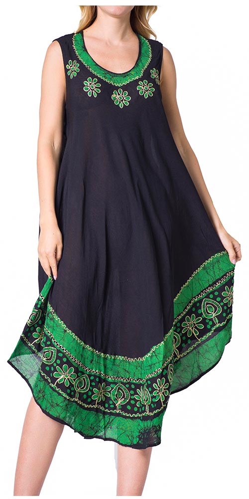 Sakkas Batik Flower Caftan Tank Dress / Cover Up - Concordia Style Boutique