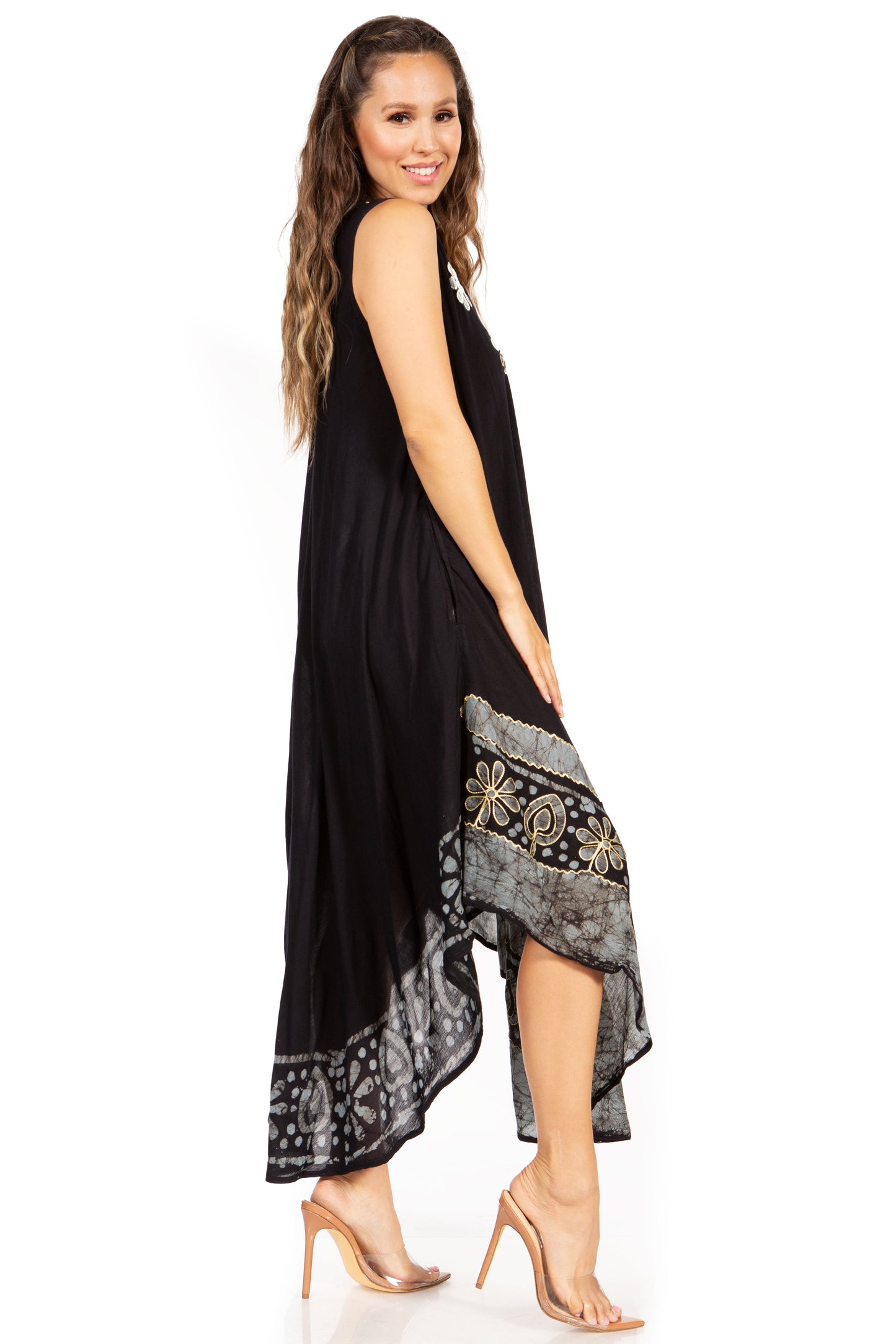 Sakkas Batik Flower Caftan Tank Dress / Cover Up - Concordia Style Boutique