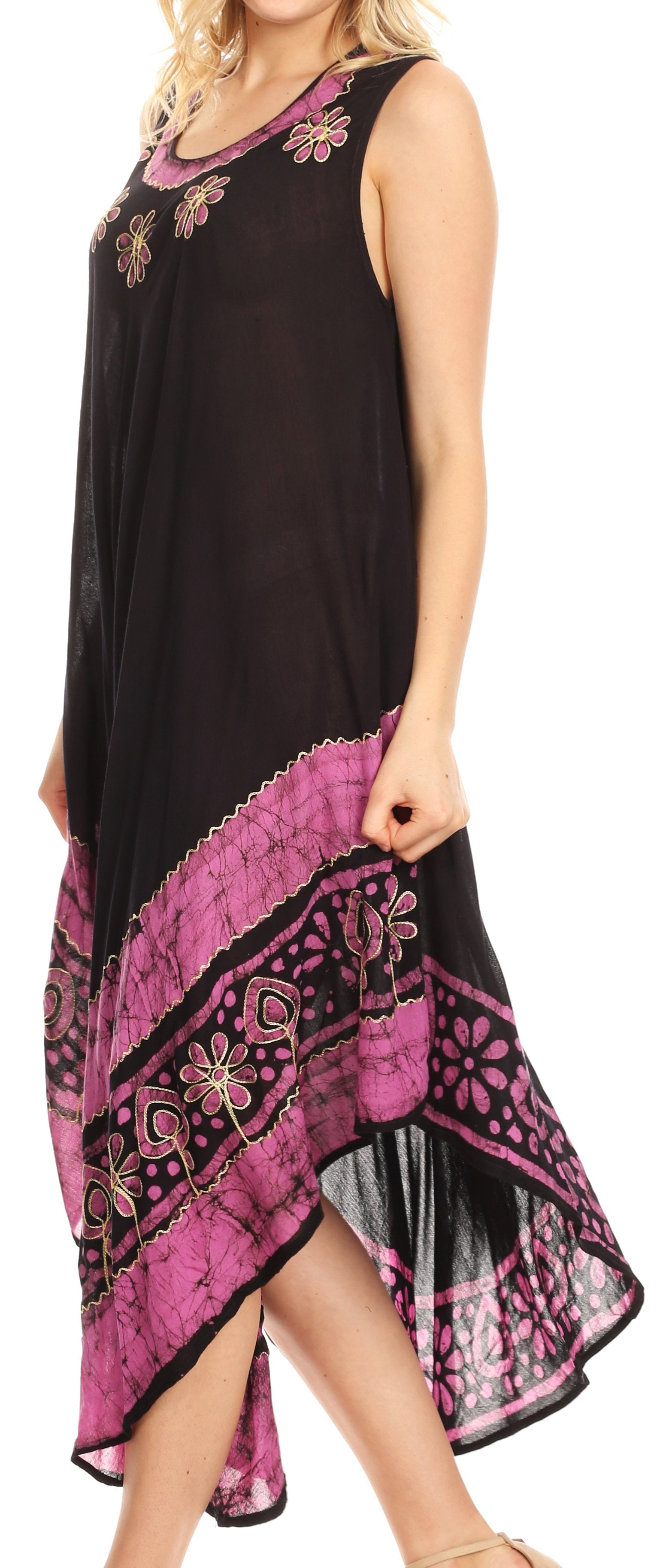 Sakkas Batik Flower Caftan Tank Dress / Cover Up - Concordia Style Boutique