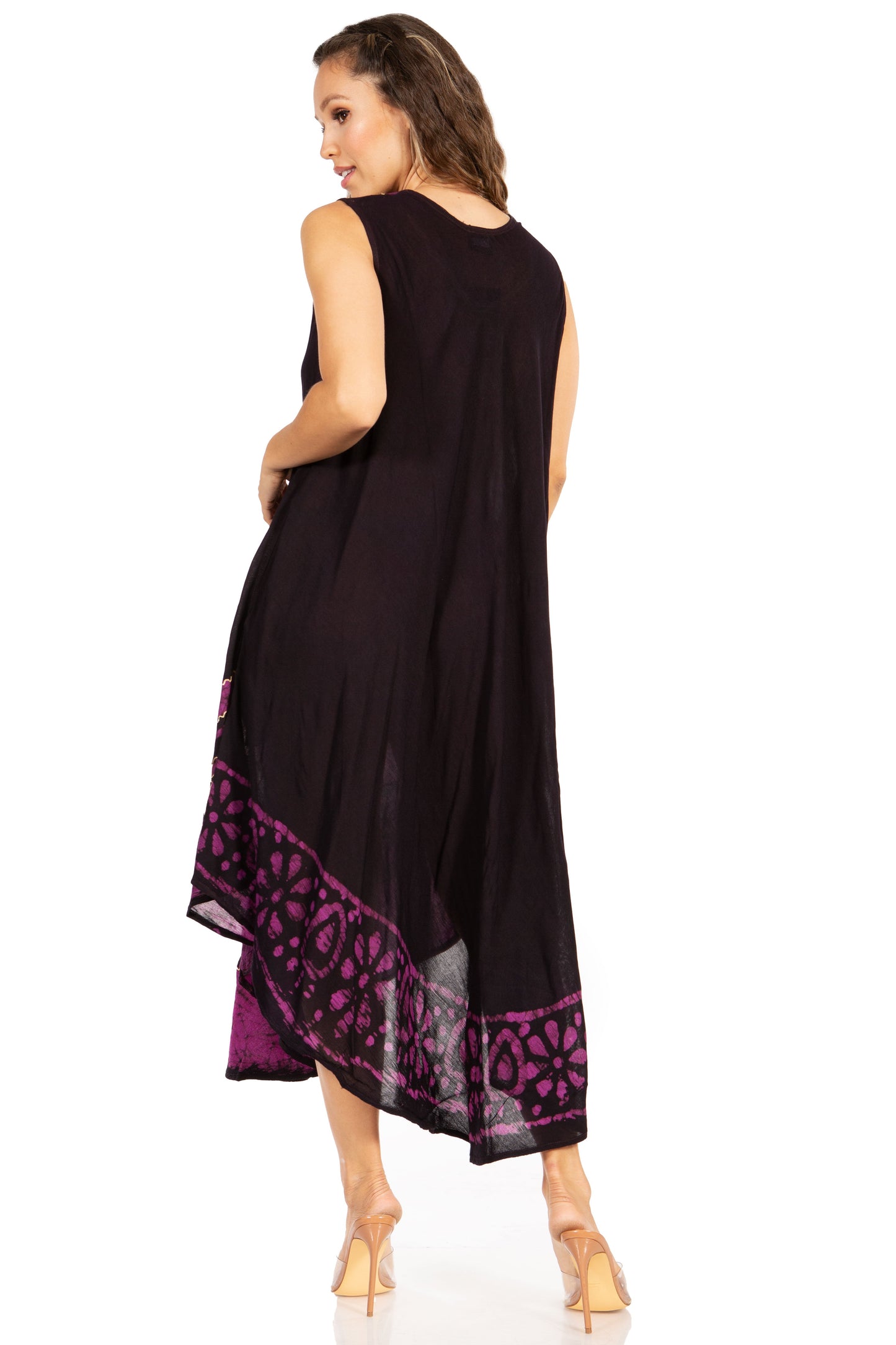 Sakkas Batik Flower Caftan Tank Dress / Cover Up - Concordia Style Boutique