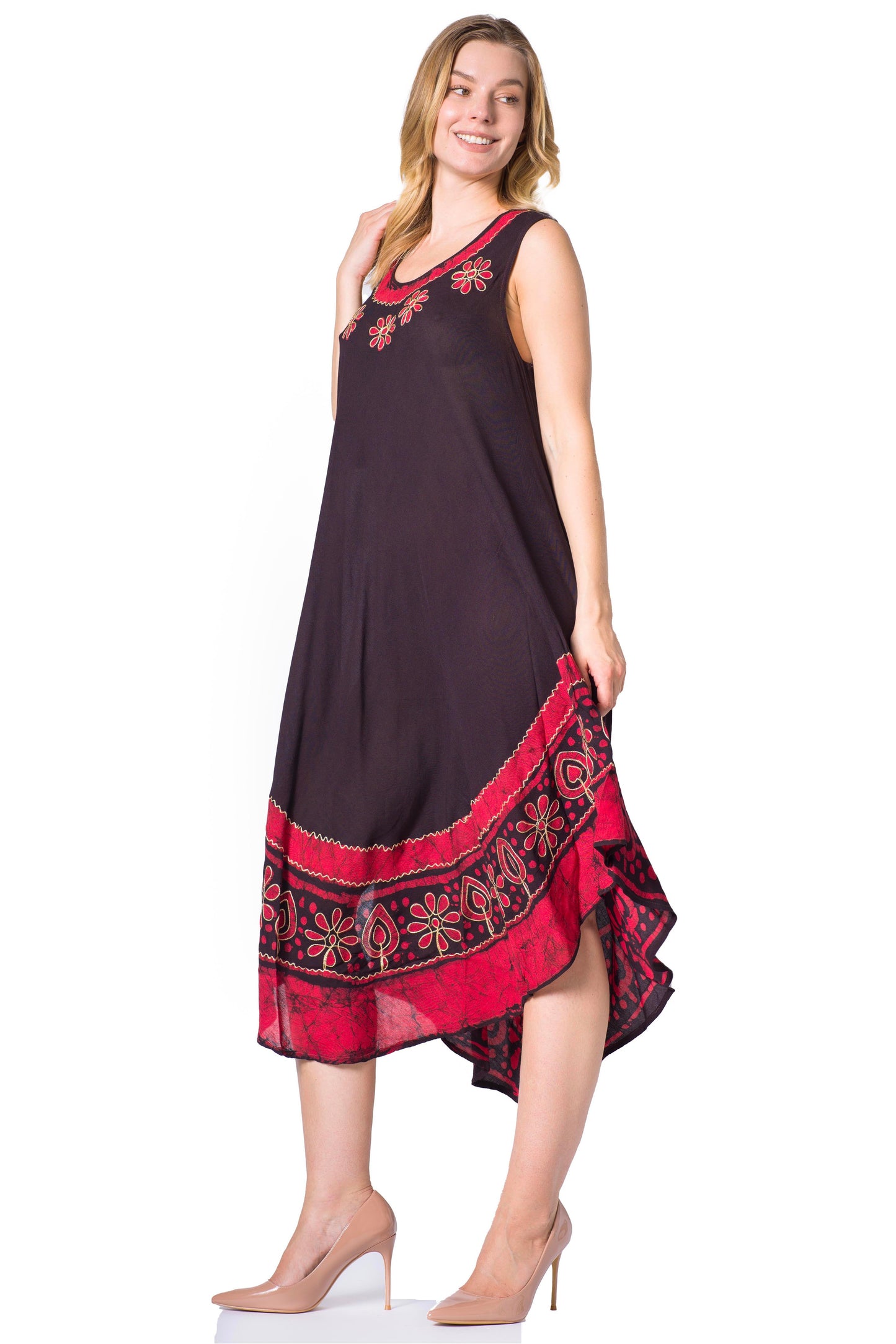 Sakkas Batik Flower Caftan Tank Dress / Cover Up - Concordia Style Boutique