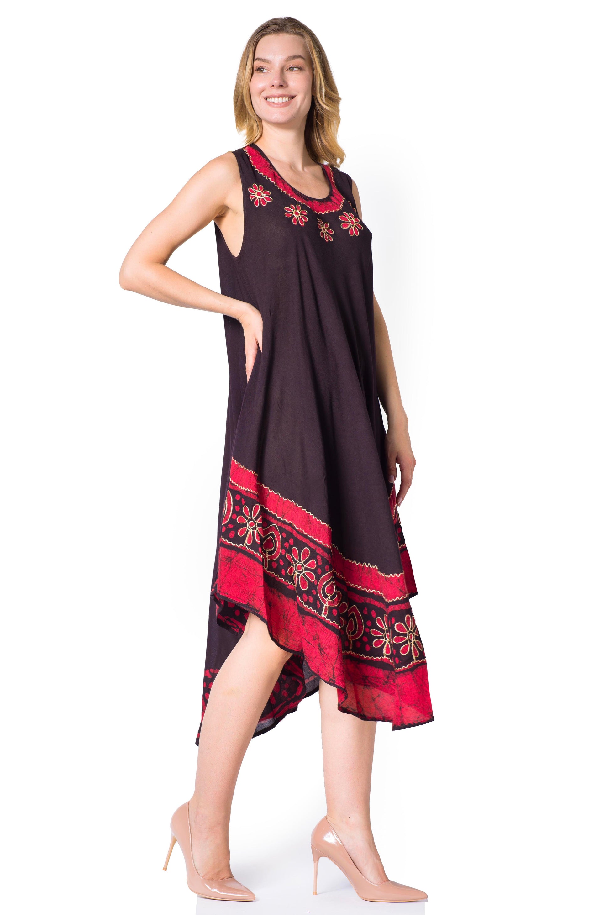 Sakkas Batik Flower Caftan Tank Dress / Cover Up - Concordia Style Boutique