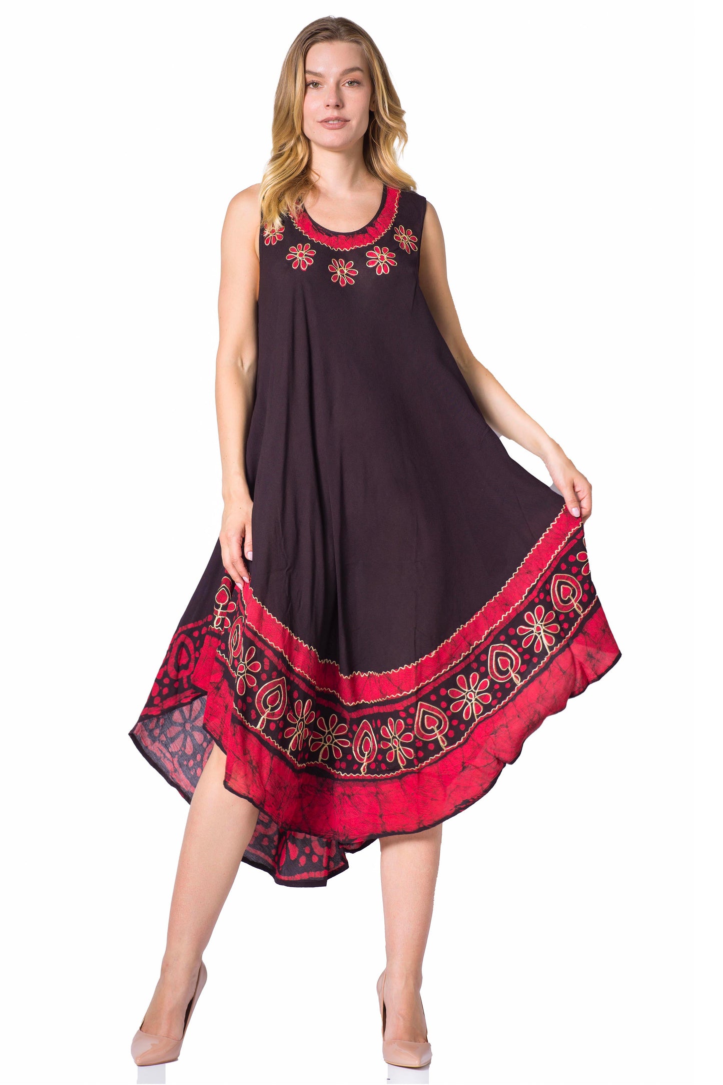 Sakkas Batik Flower Caftan Tank Dress / Cover Up - Concordia Style Boutique