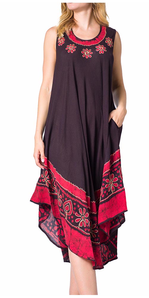 Sakkas Batik Flower Caftan Tank Dress / Cover Up - Concordia Style Boutique