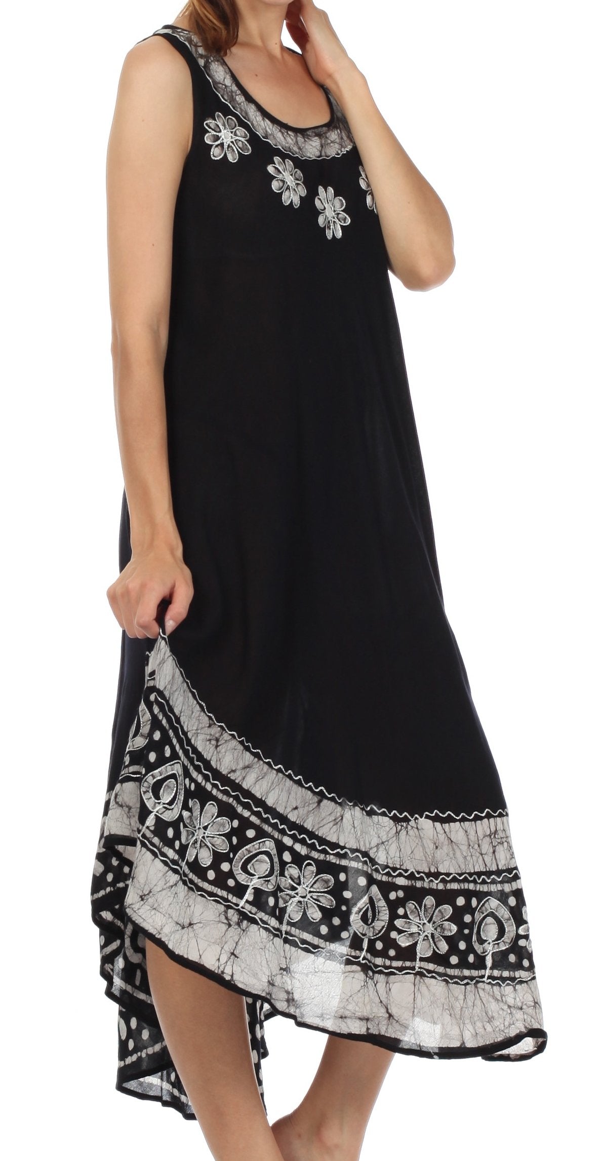 Sakkas Batik Flower Caftan Tank Dress / Cover Up - Concordia Style Boutique