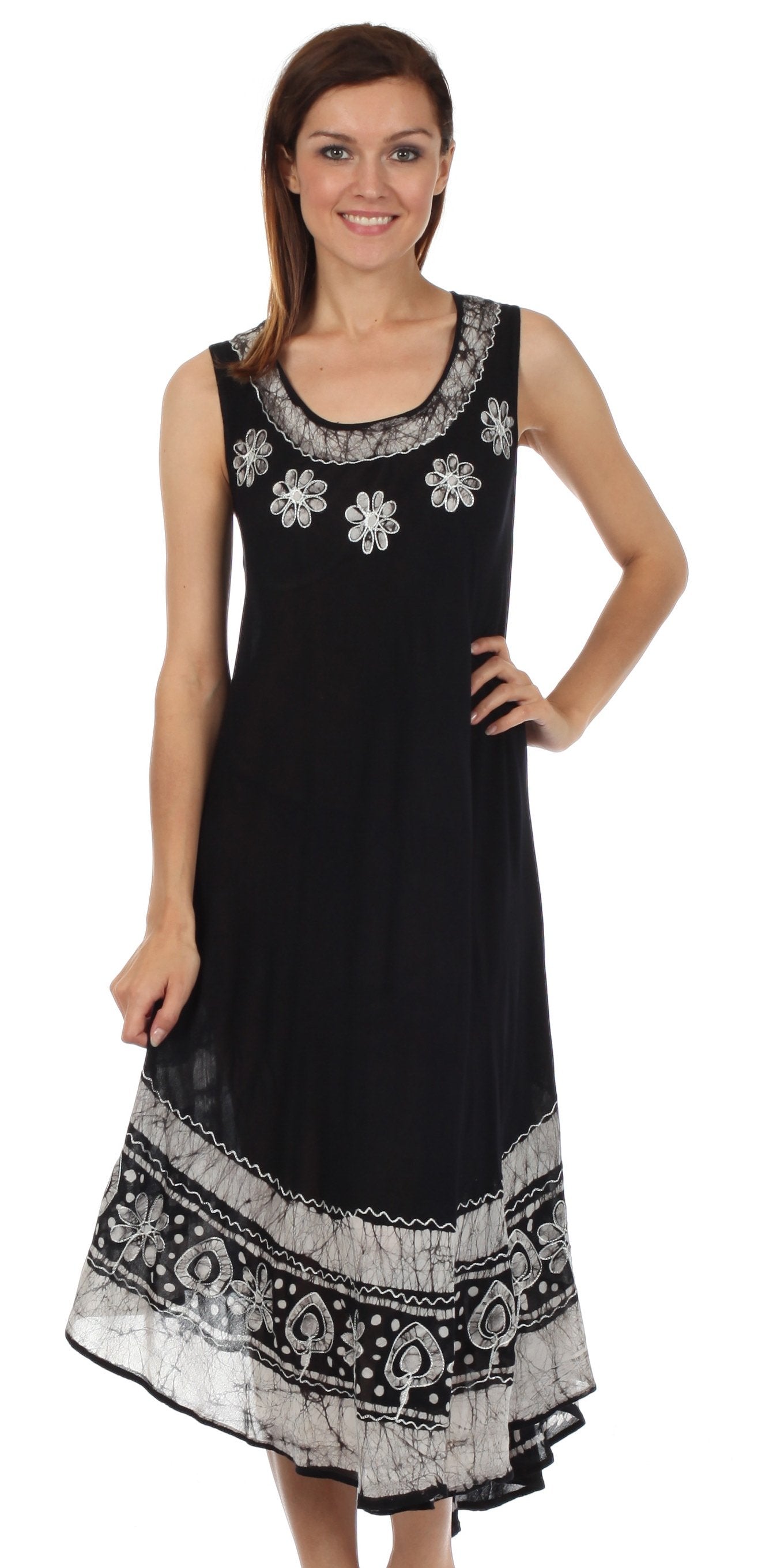 Sakkas Batik Flower Caftan Tank Dress / Cover Up - Concordia Style Boutique