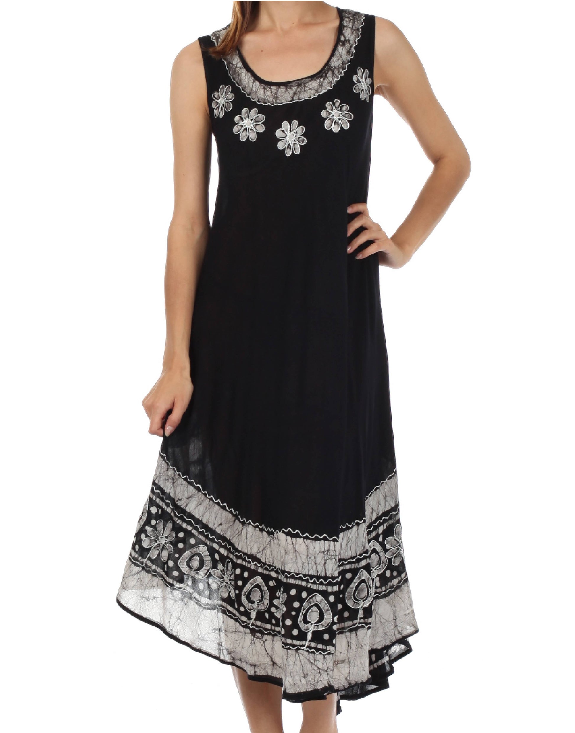 Sakkas Batik Flower Caftan Tank Dress / Cover Up - Concordia Style Boutique