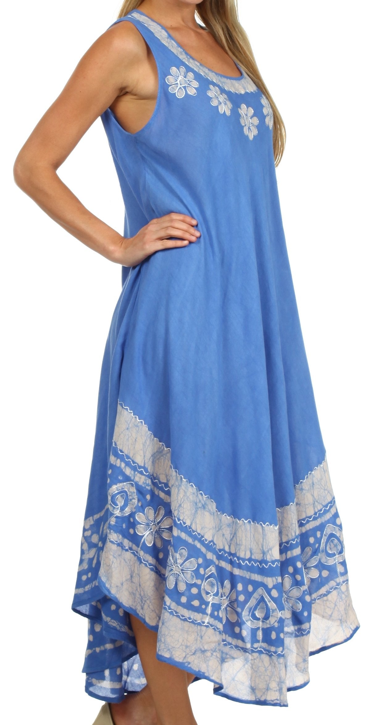 Sakkas Batik Flower Caftan Tank Dress / Cover Up - Concordia Style Boutique