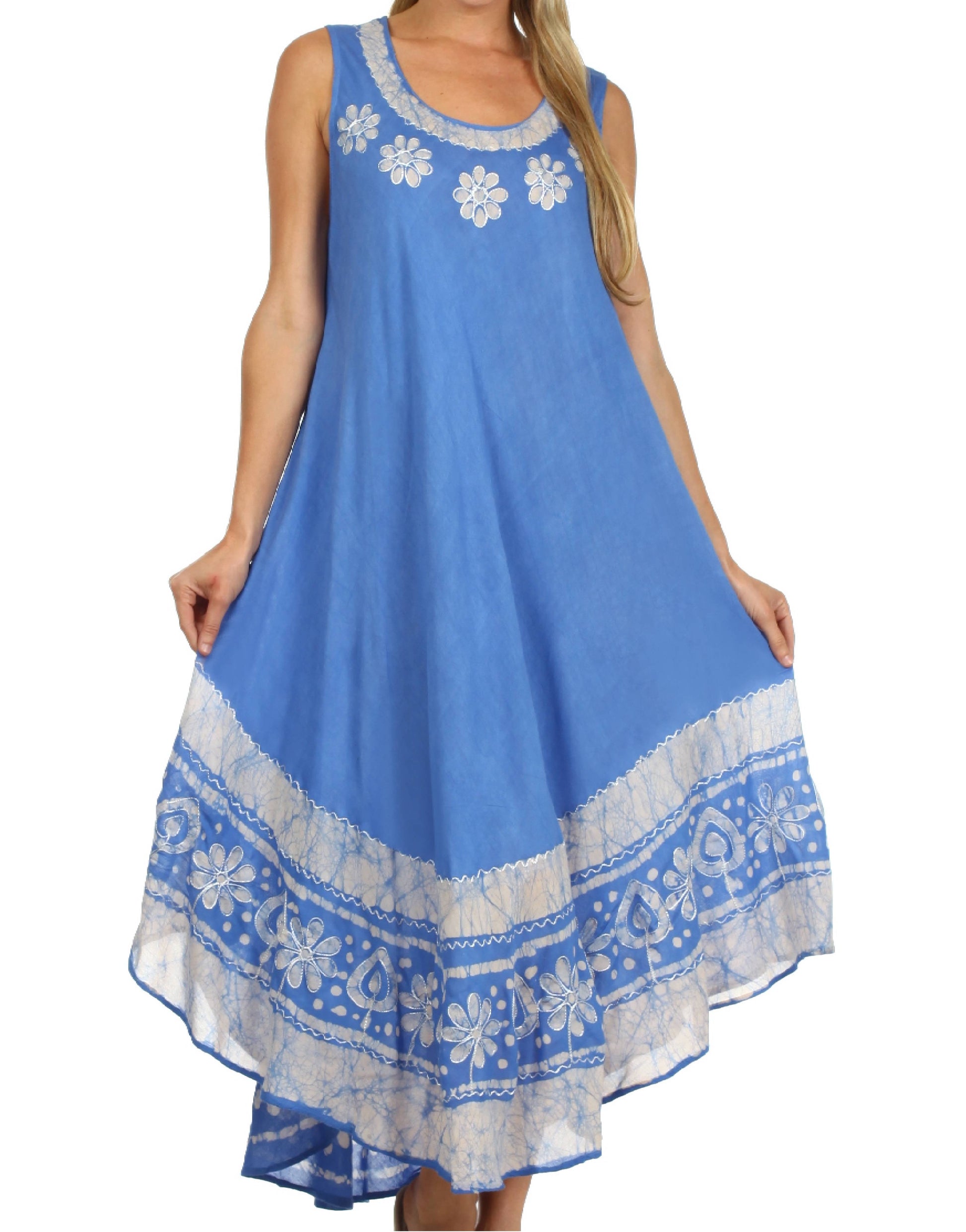 Sakkas Batik Flower Caftan Tank Dress / Cover Up - Concordia Style Boutique