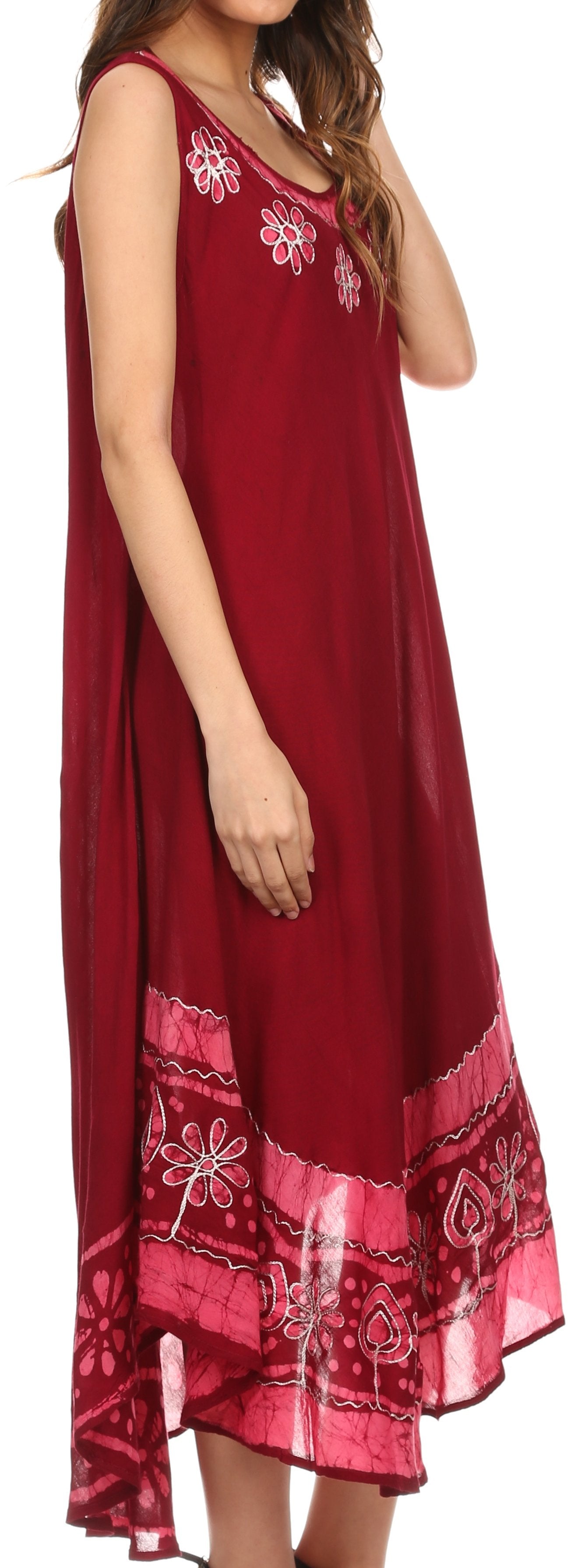Sakkas Batik Flower Caftan Tank Dress / Cover Up - Concordia Style Boutique