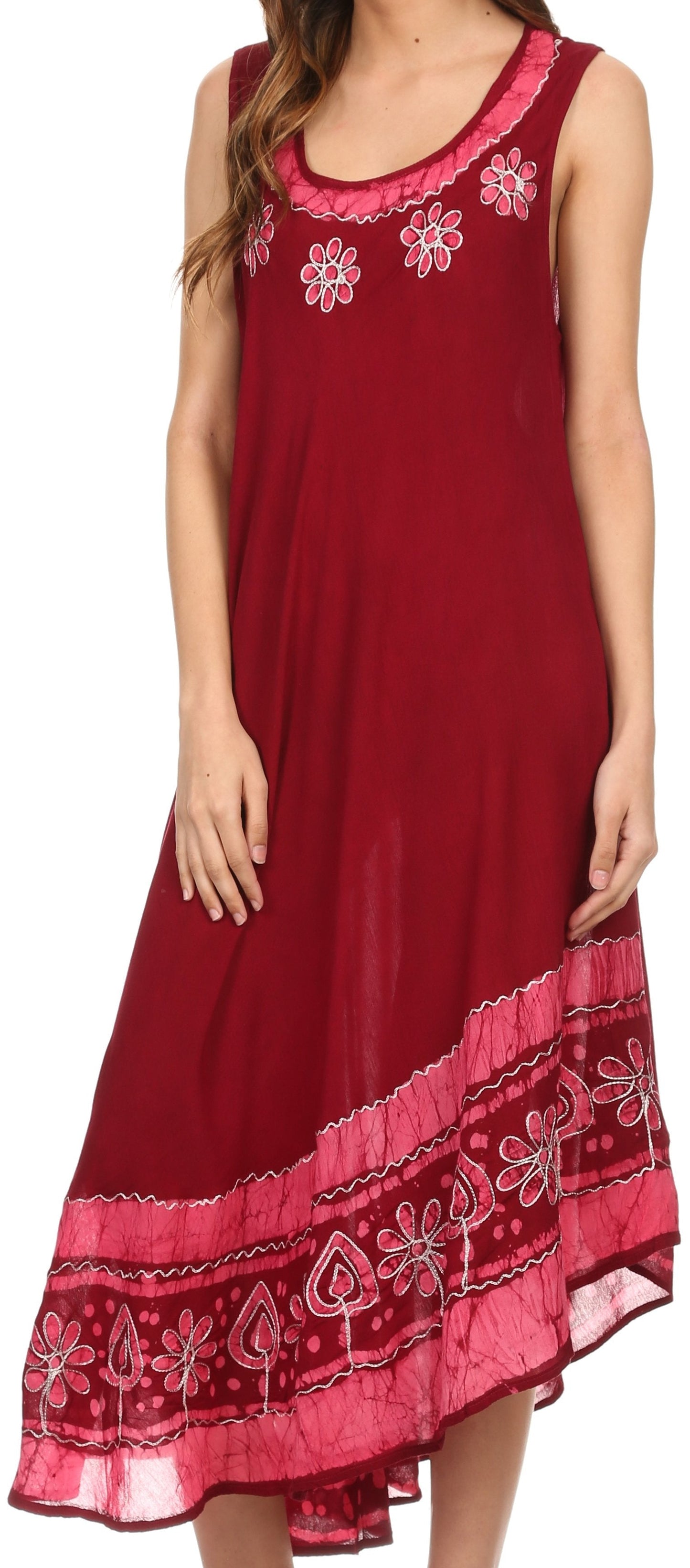 Sakkas Batik Flower Caftan Tank Dress / Cover Up - Concordia Style Boutique