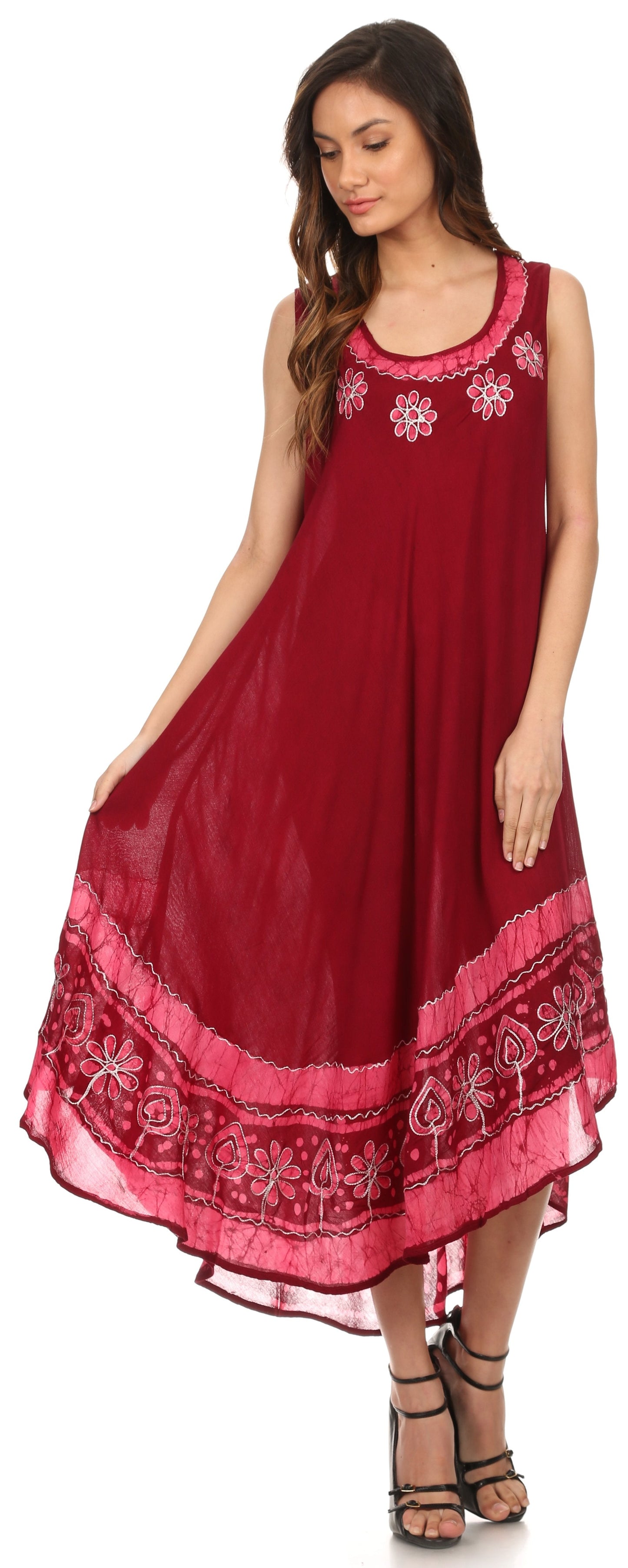 Sakkas Batik Flower Caftan Tank Dress / Cover Up - Concordia Style Boutique