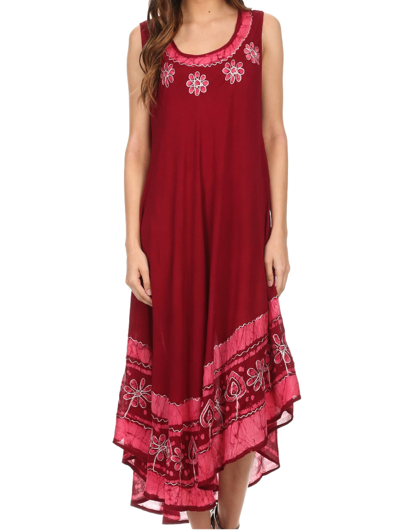 Sakkas Batik Flower Caftan Tank Dress / Cover Up - Concordia Style Boutique