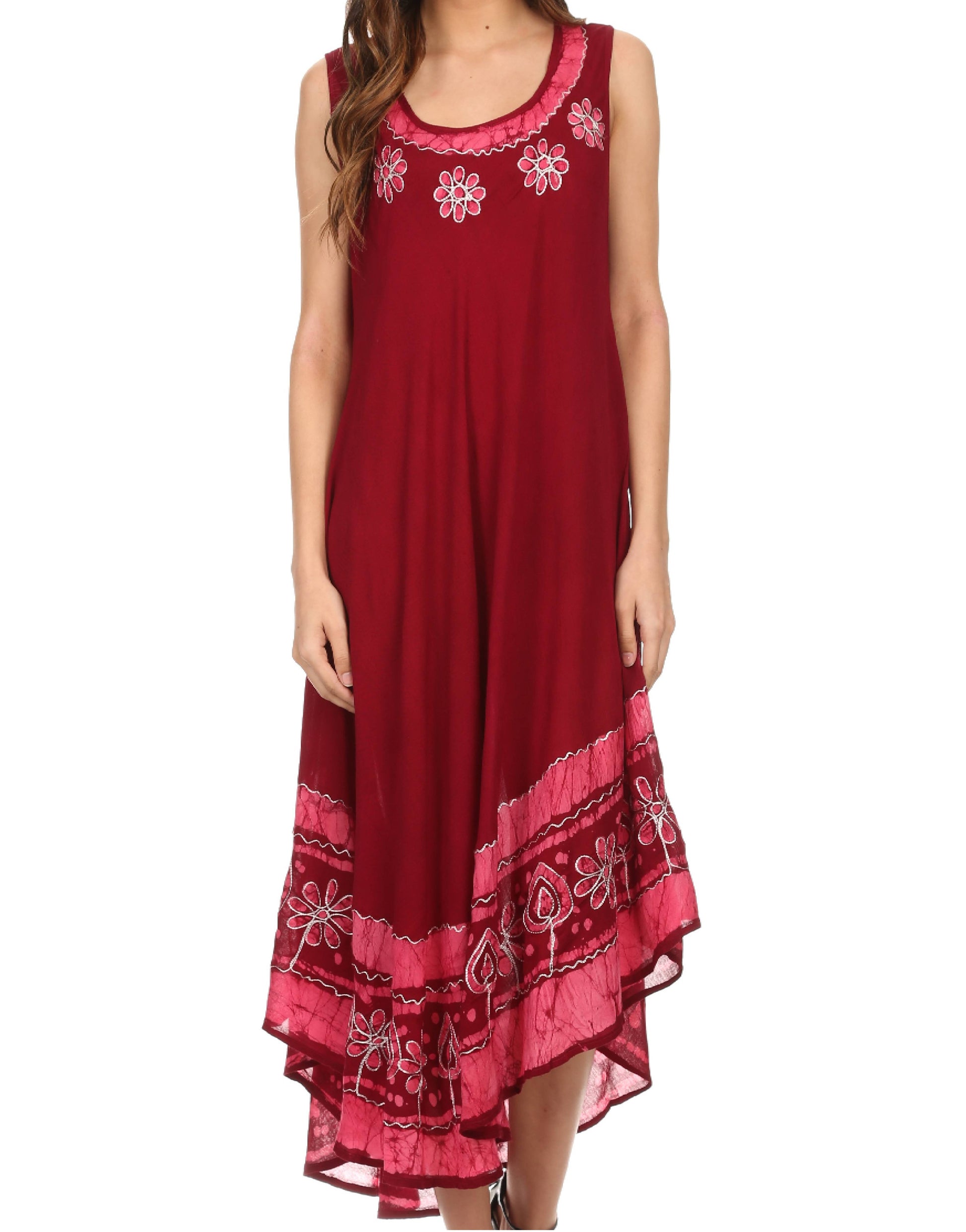 Sakkas Batik Flower Caftan Tank Dress / Cover Up - Concordia Style Boutique