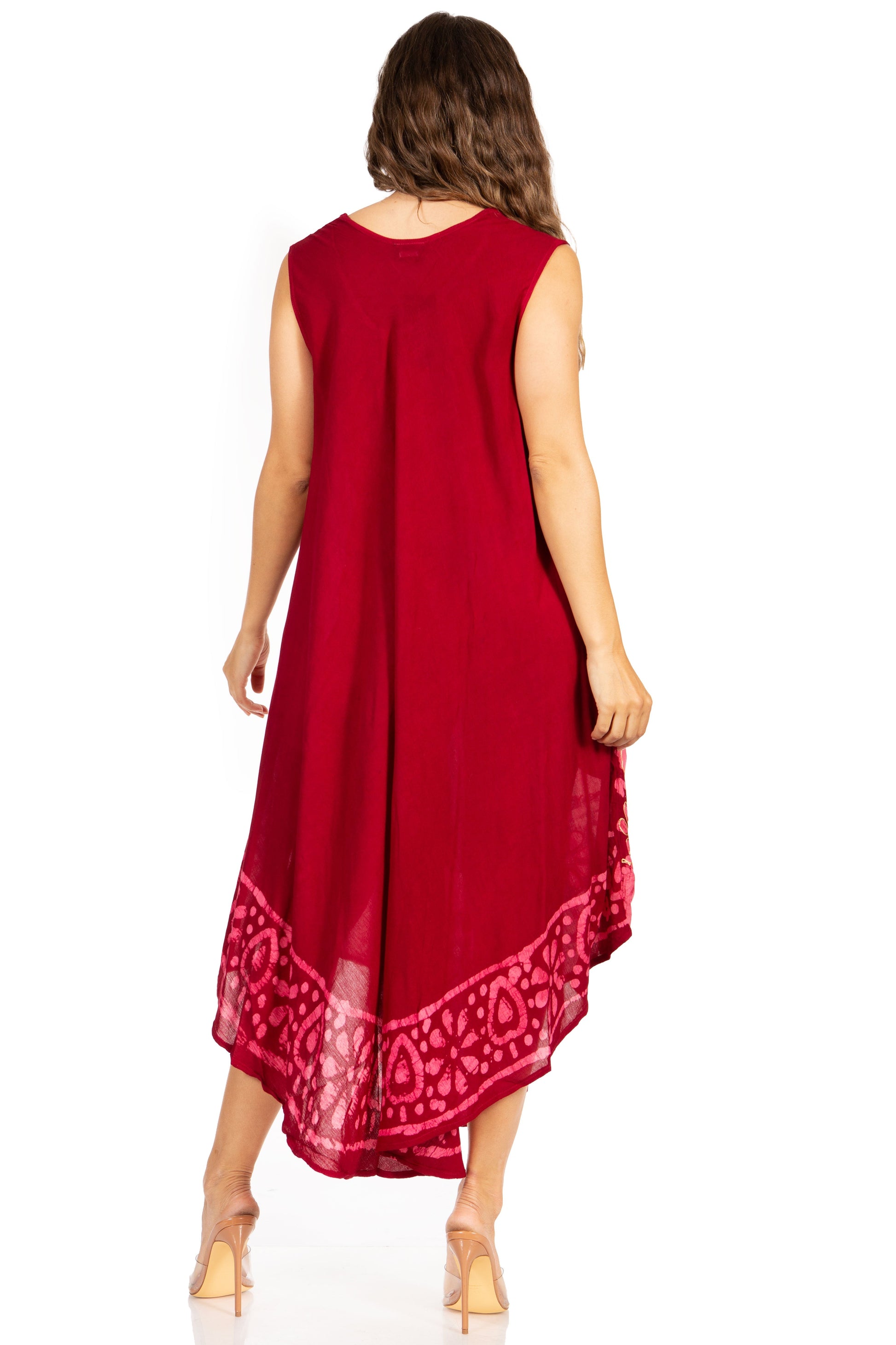 Sakkas Batik Flower Caftan Tank Dress / Cover Up - Concordia Style Boutique