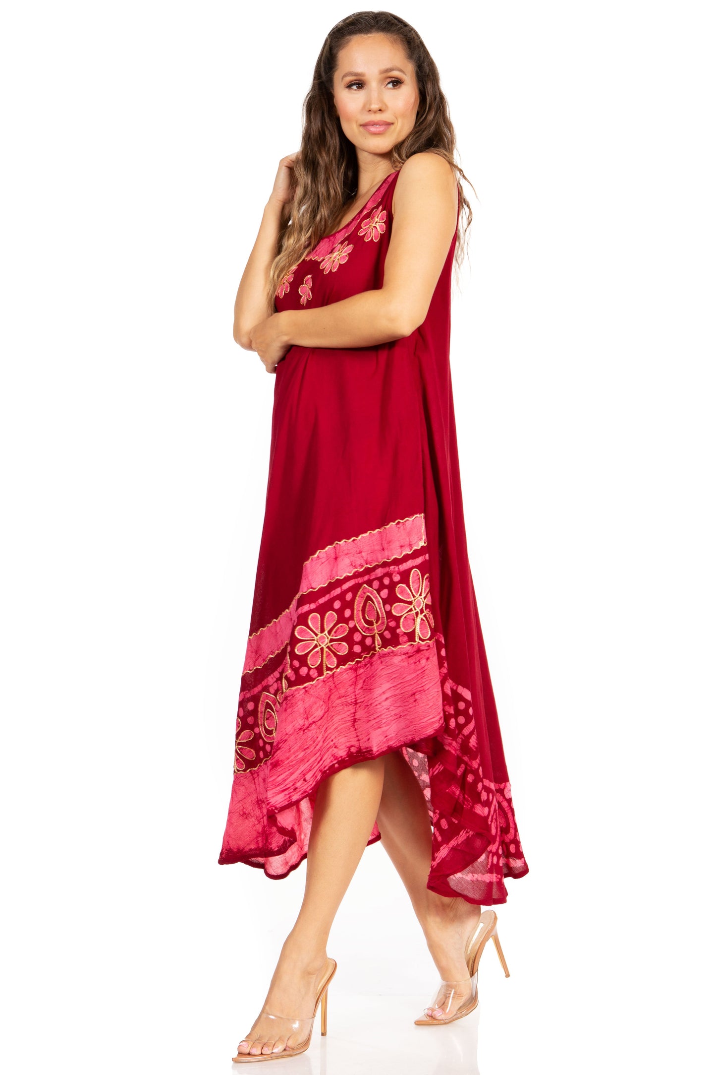 Sakkas Batik Flower Caftan Tank Dress / Cover Up - Concordia Style Boutique