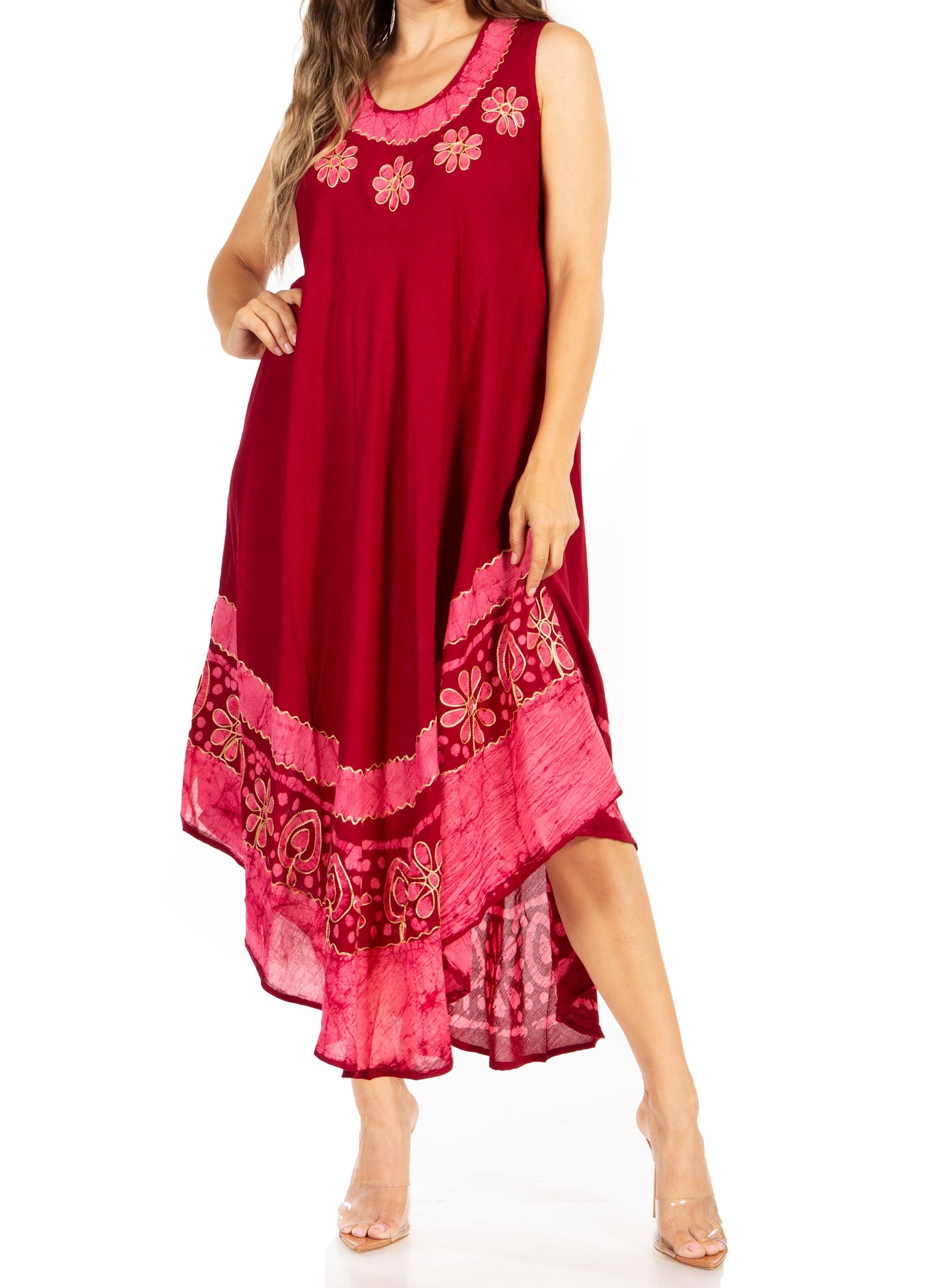Sakkas Batik Flower Caftan Tank Dress / Cover Up - Concordia Style Boutique