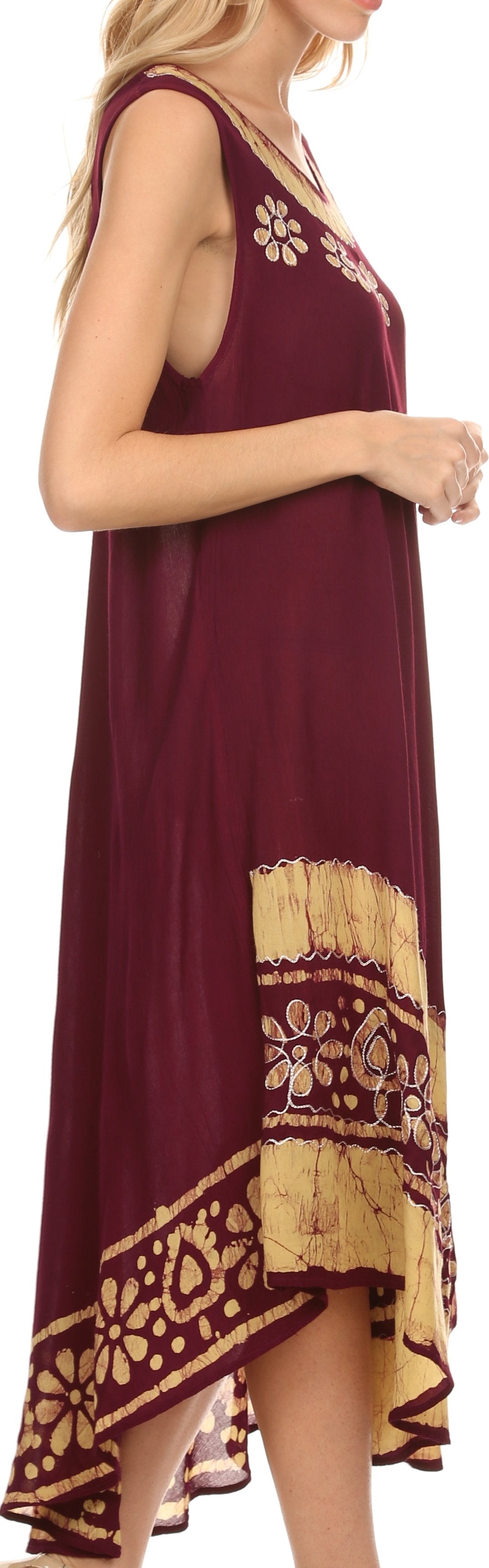 Sakkas Batik Flower Caftan Tank Dress / Cover Up - Concordia Style Boutique