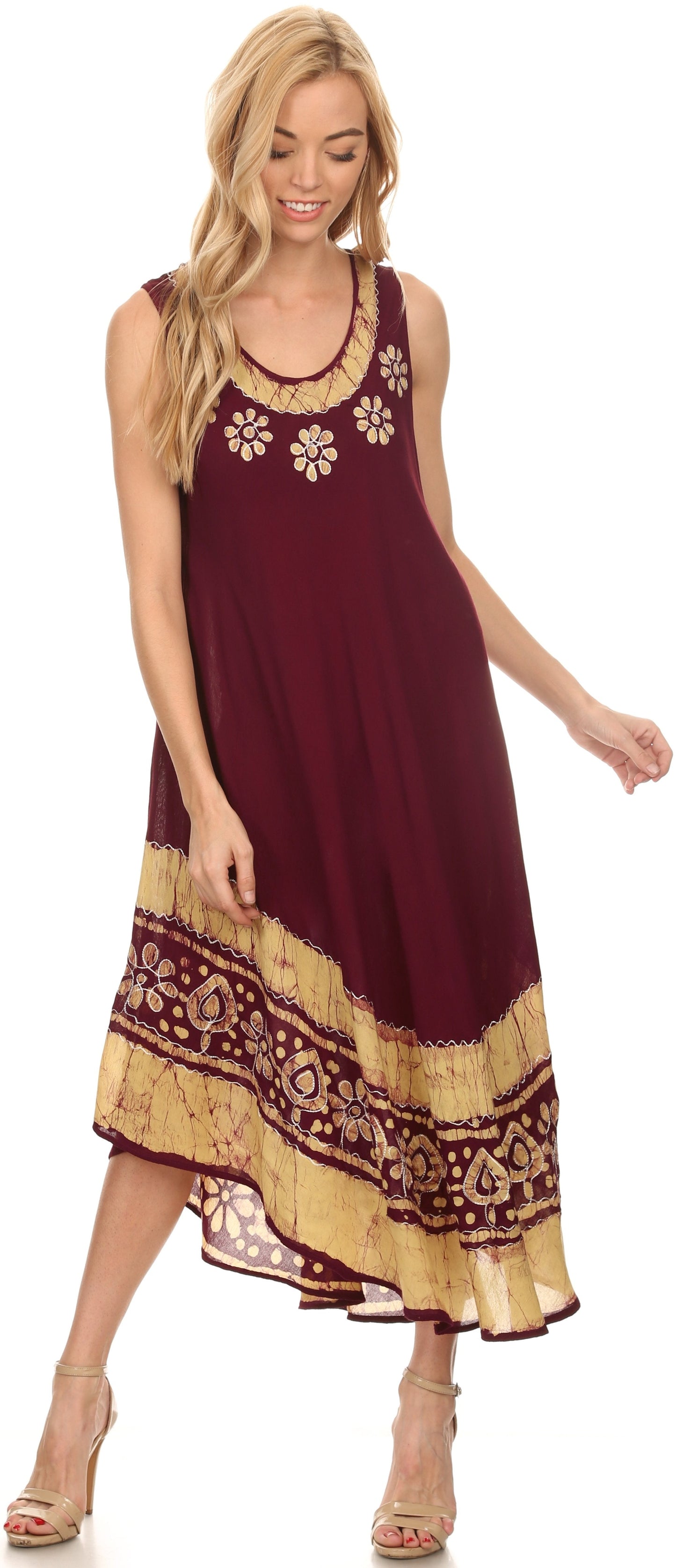 Sakkas Batik Flower Caftan Tank Dress / Cover Up - Concordia Style Boutique