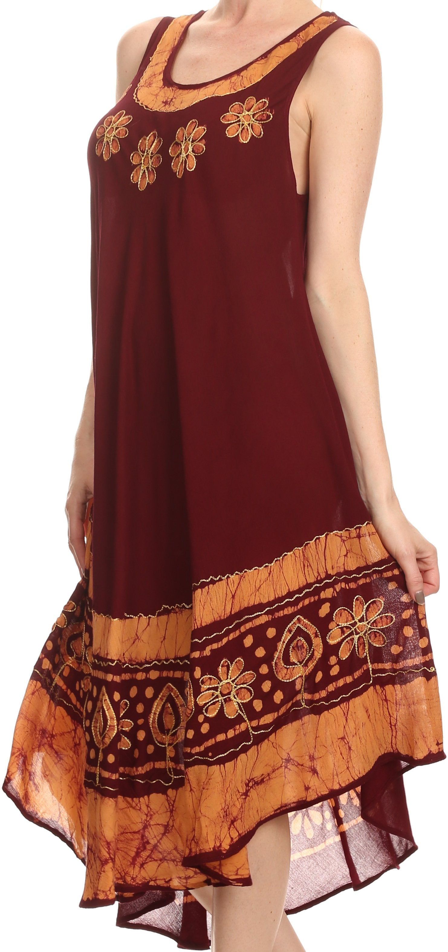 Sakkas Batik Flower Caftan Tank Dress / Cover Up - Concordia Style Boutique