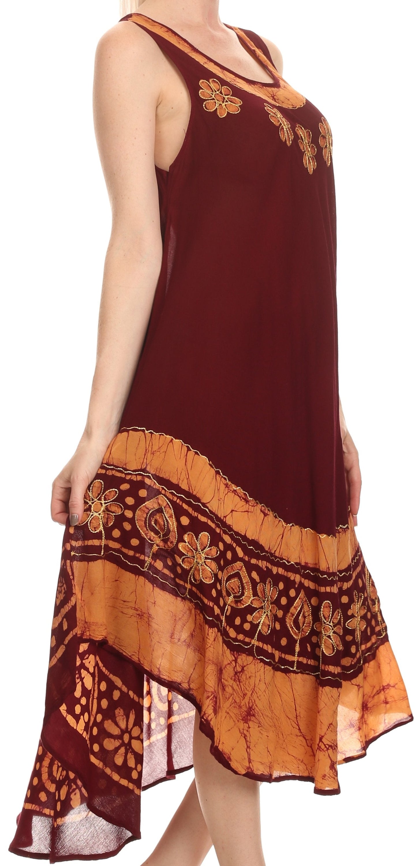 Sakkas Batik Flower Caftan Tank Dress / Cover Up - Concordia Style Boutique